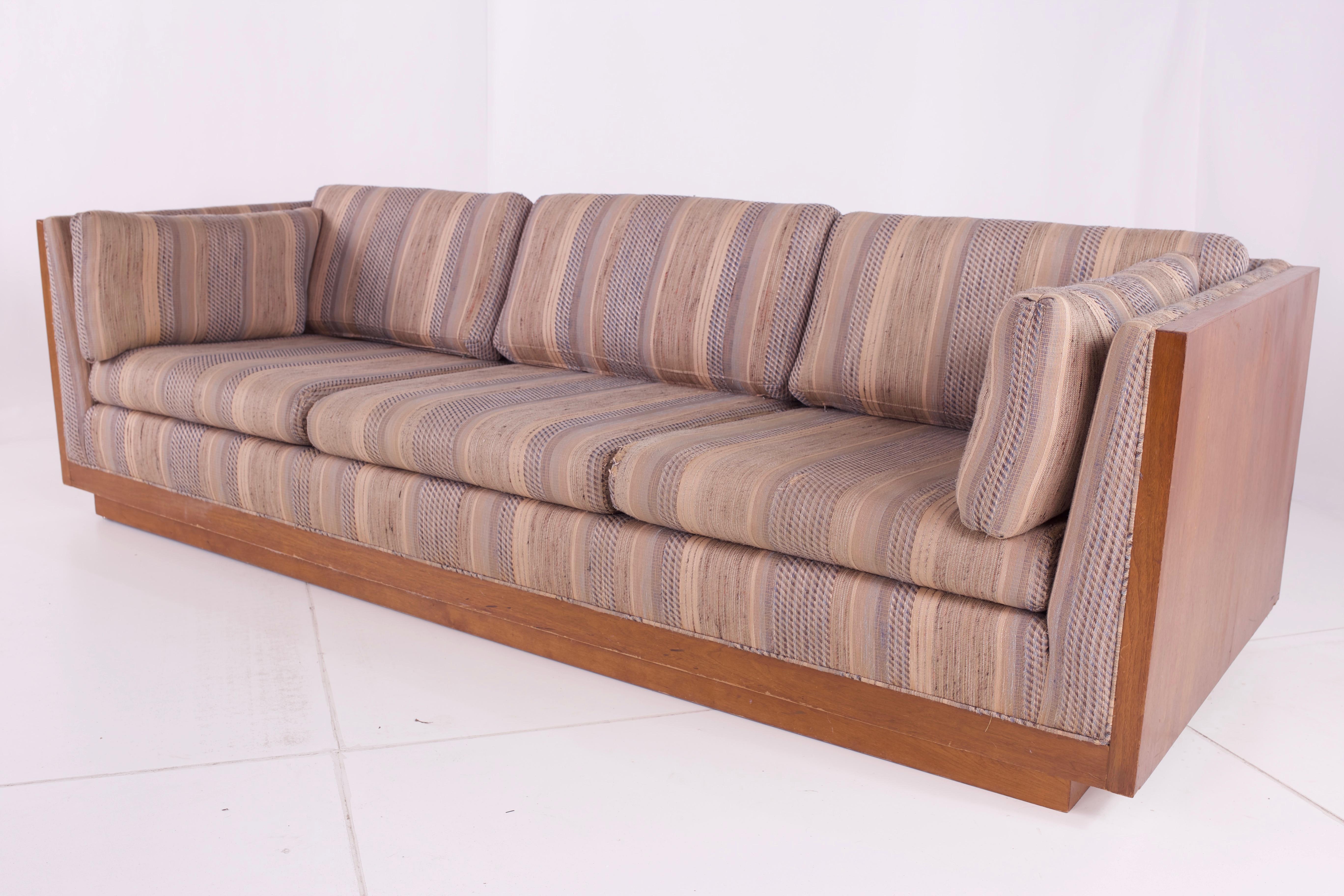 Mid-Century Modern Milo Baughman Style Mid Century Walnut Floating Case Sofa