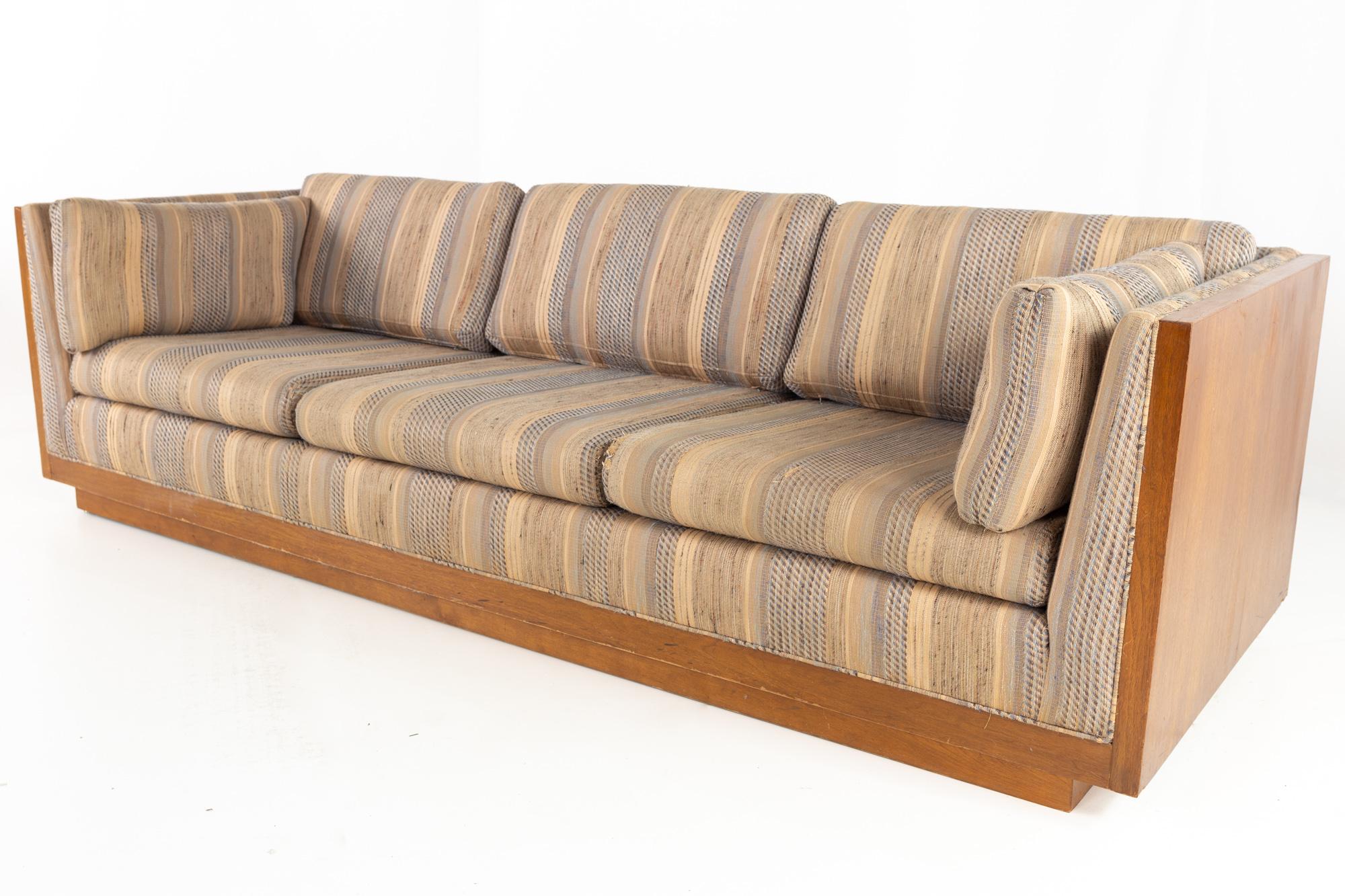 Mid-Century Modern Milo Baughman Style Mid Century Walnut Floating Case Sofa