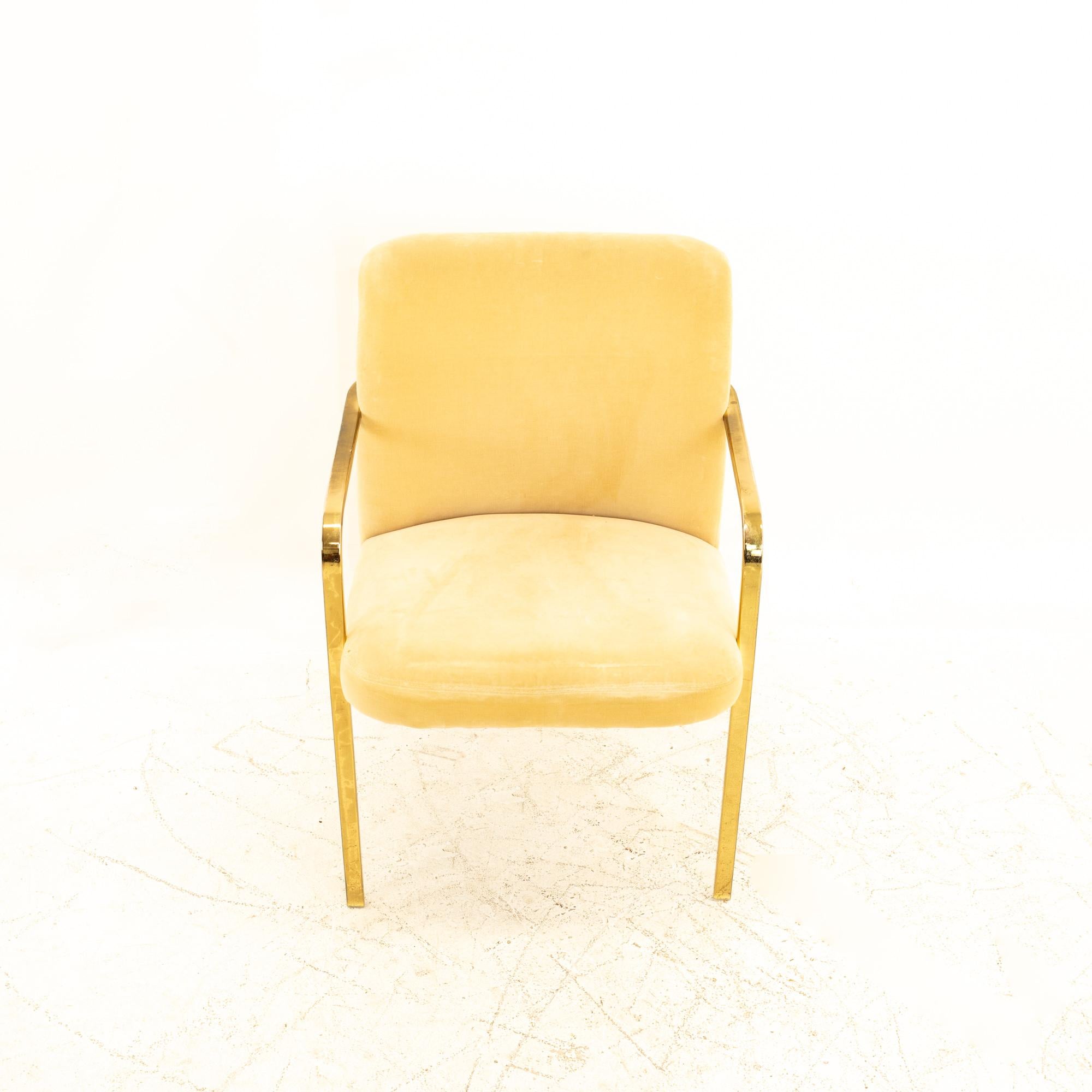Milo Baughman Style Mid Century Brass Dining Chairs, Set of 3 4