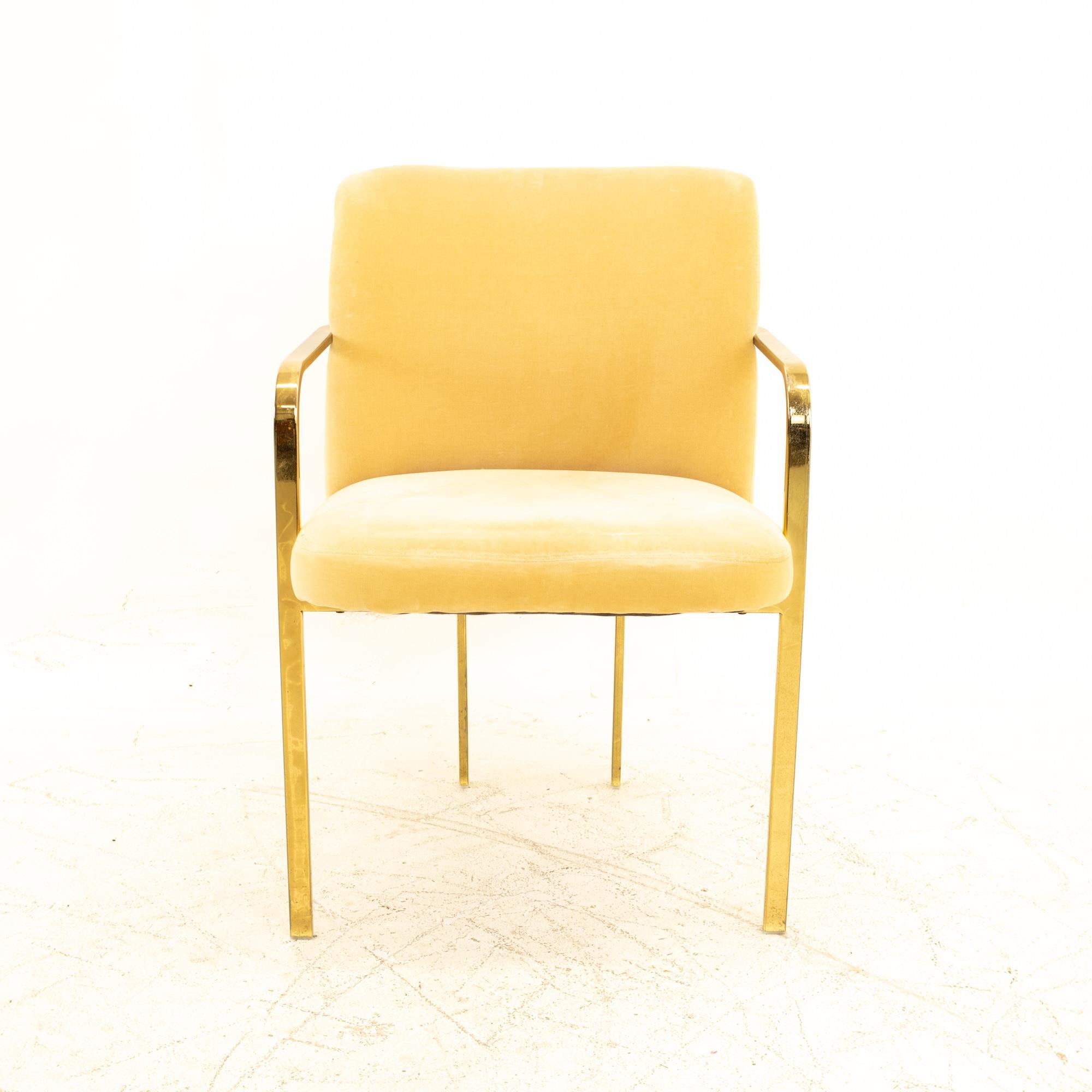 Late 20th Century Milo Baughman Style Mid Century Brass Dining Chairs, Set of 3