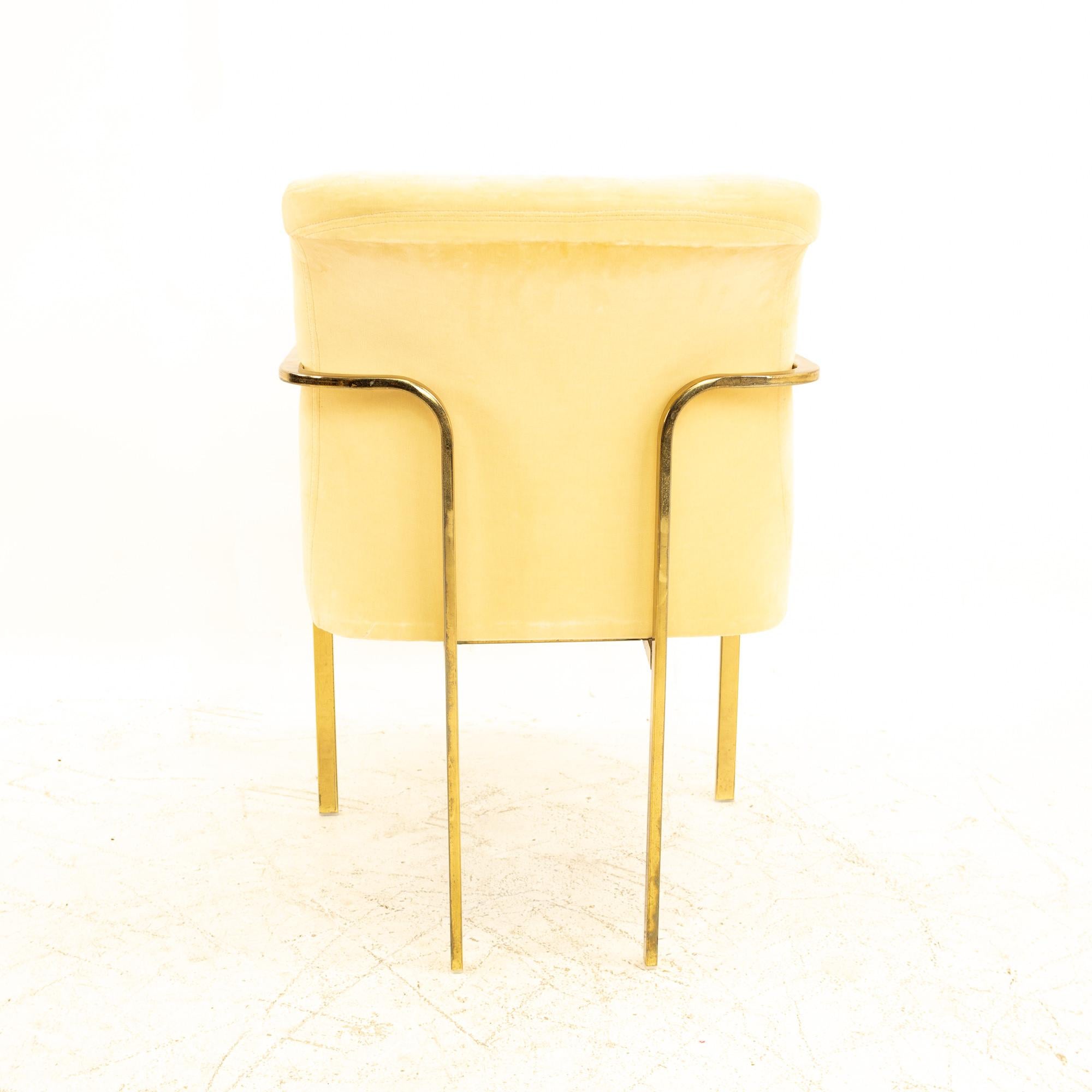 Milo Baughman Style Mid Century Brass Dining Chairs, Set of 3 1