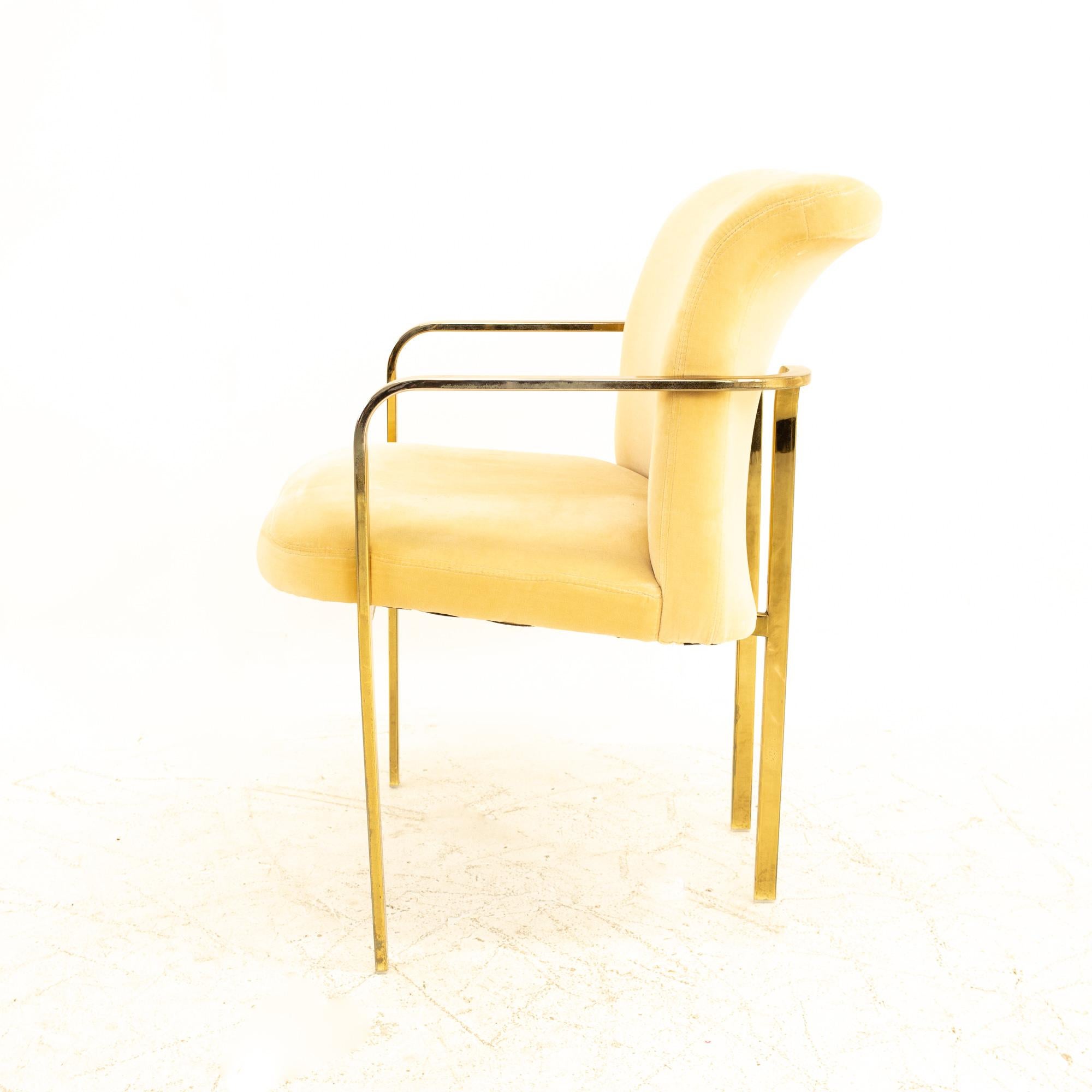 Milo Baughman Style Mid Century Brass Dining Chairs, Set of 3 2