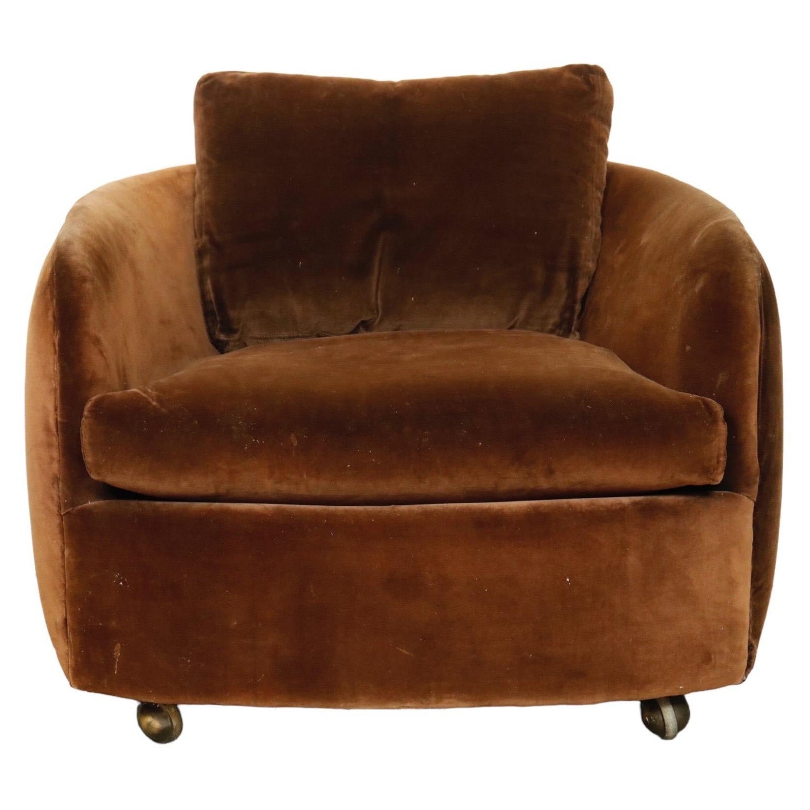 Fauteuil pivotant en velours Brown de style Milo Baughman en COM