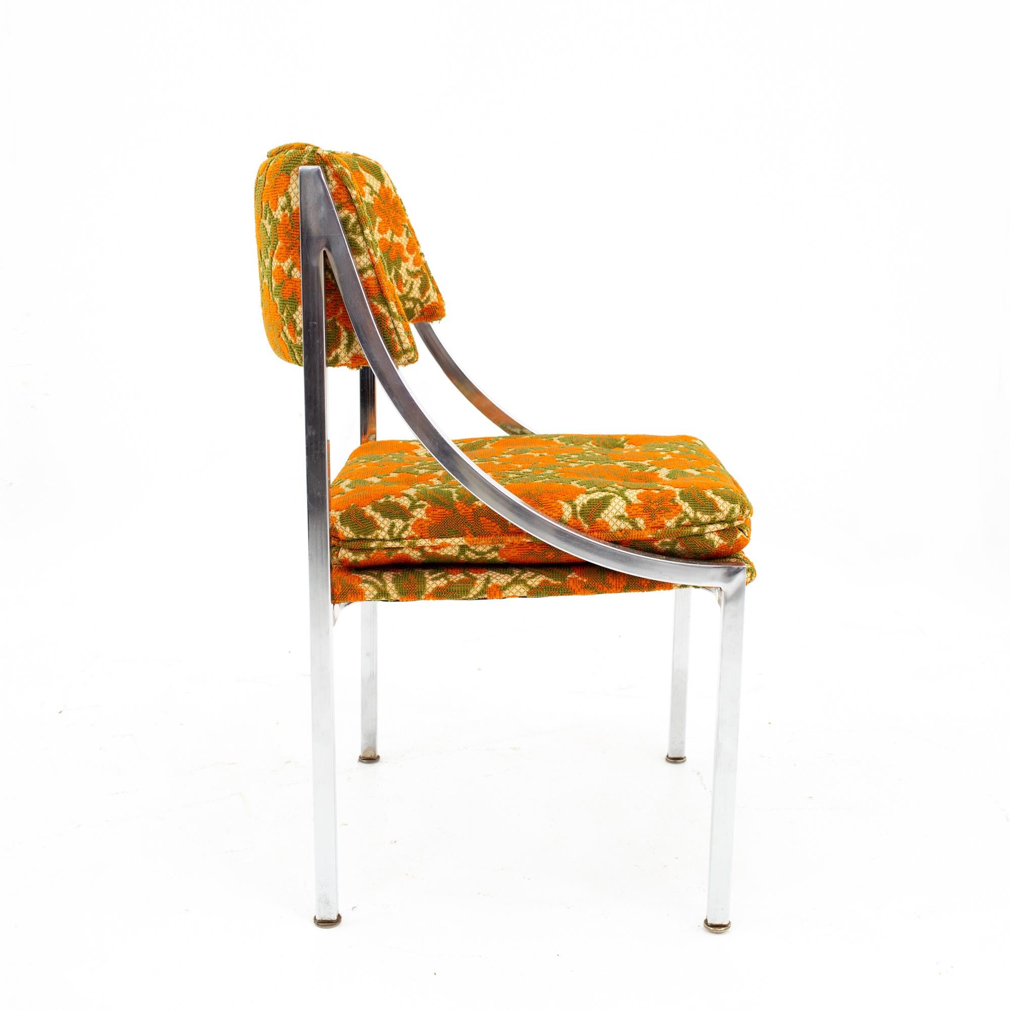 Milo Baughman Style Mid Century Chrome Dining Chairs, Set of 6 3