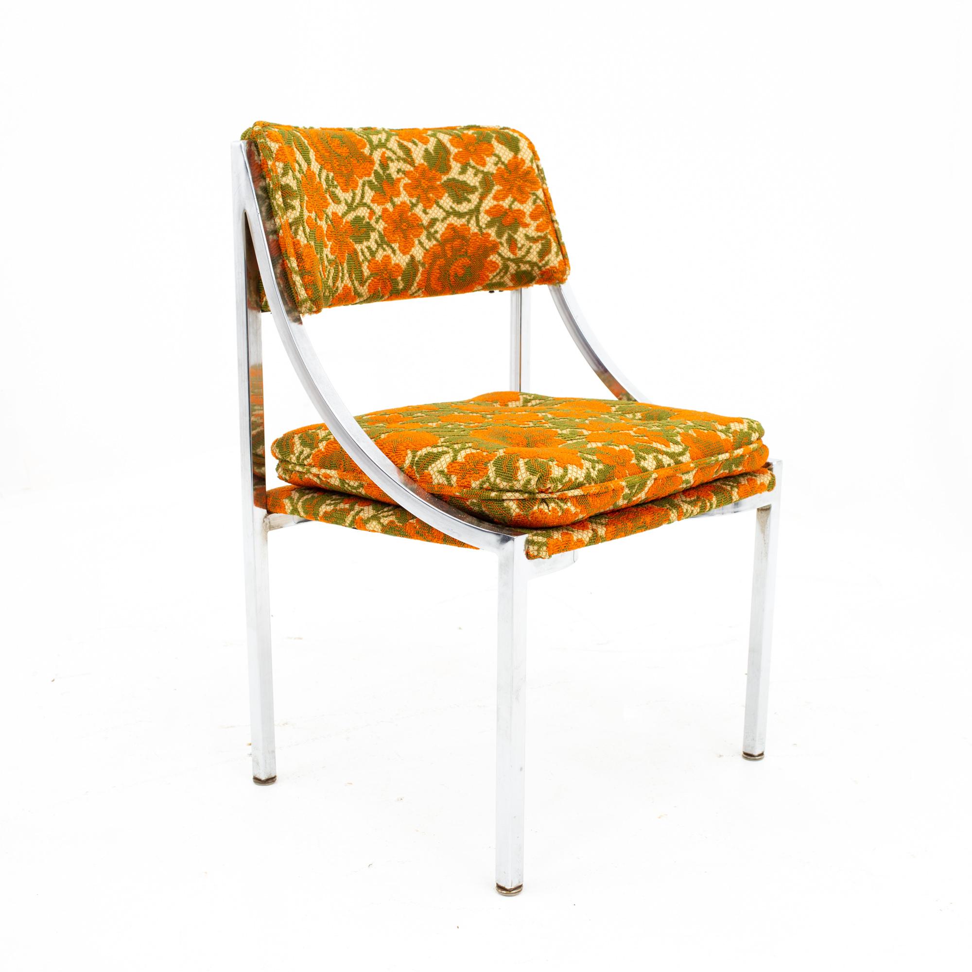 Milo Baughman Style Mid Century Chrome Dining Chairs, Set of 6 1