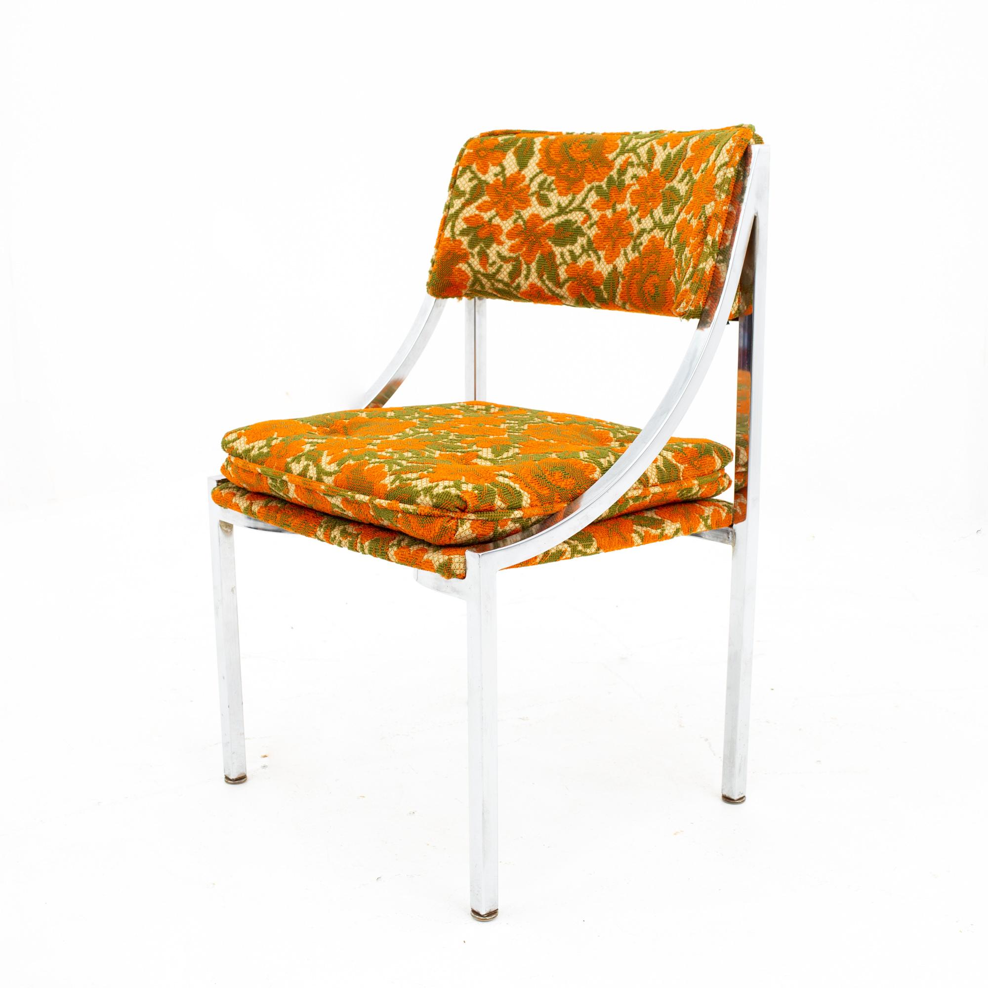 Milo Baughman Style Mid Century Chrome Dining Chairs, Set of 6 2