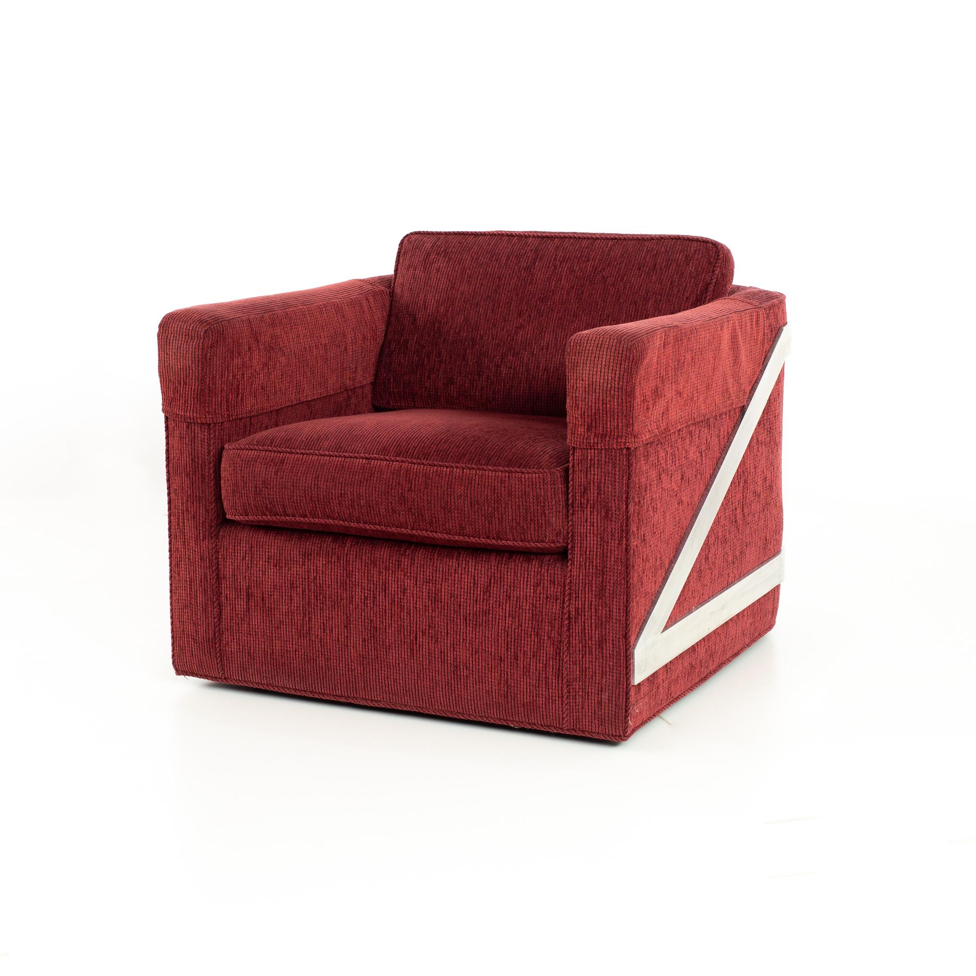 Mid-Century Modern Milo Baughman Style Mid Century Chrome Upholstered Lounge Chair