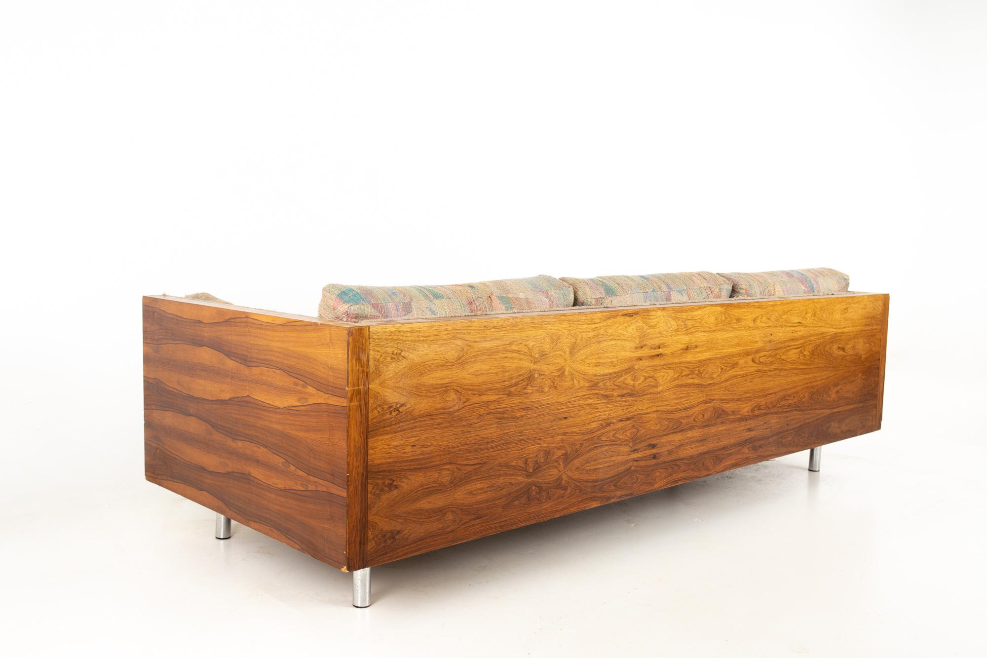 American Milo Baughman Style Mid Century Rosewood Case Sofa