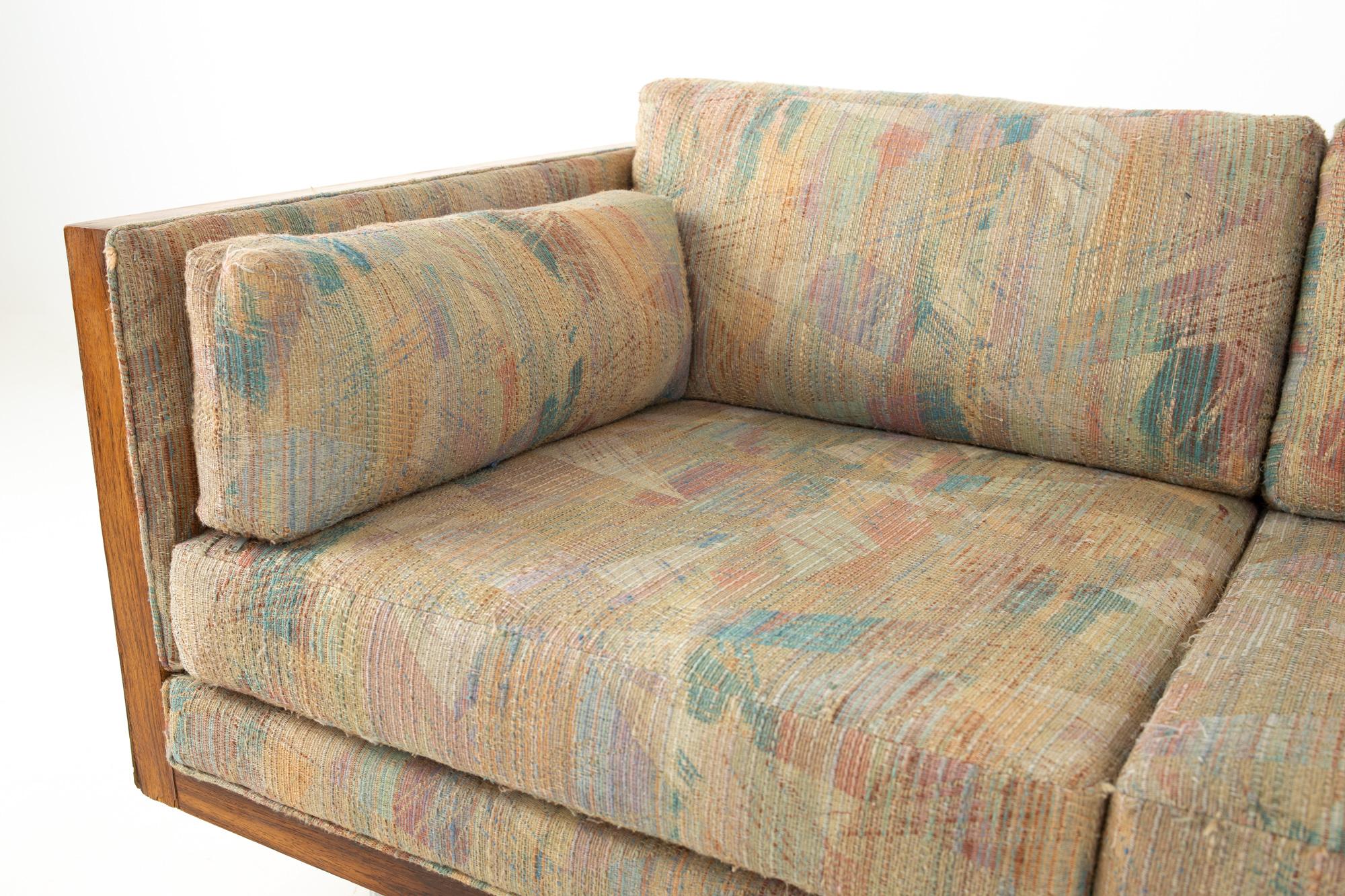 Milo Baughman Style Mid Century Rosewood Case Sofa 1