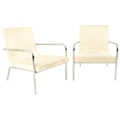 Milo Baughman Style Mid Century Scoop Chair, Pair