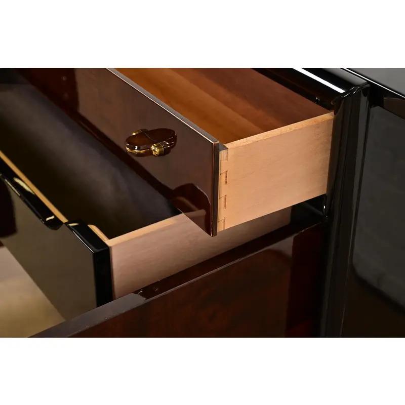 Mobile da bar in legno di radica in stile Art Deco moderno di Milo Baughman di Henredon in vendita 1