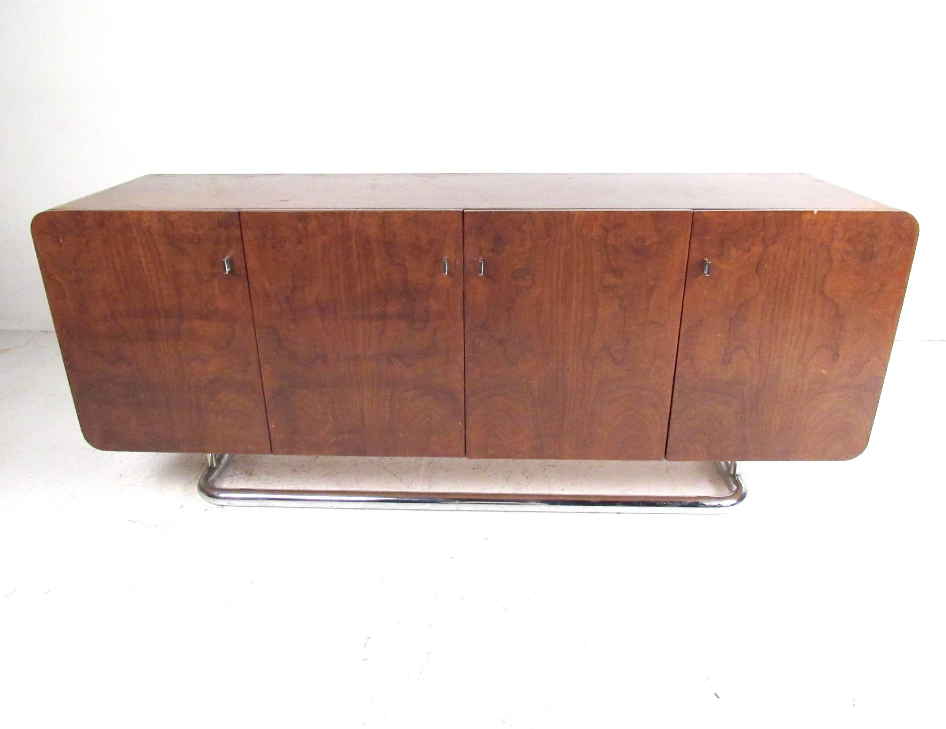 Mid-Century Modern Walnut + Chrome Sideboard by Jack Cartwright for Founders