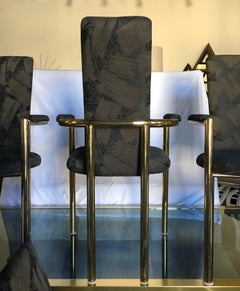 Milo Baughman Style Modern Tubular Brass Dining Chairs by Cal-Style, Set of 6