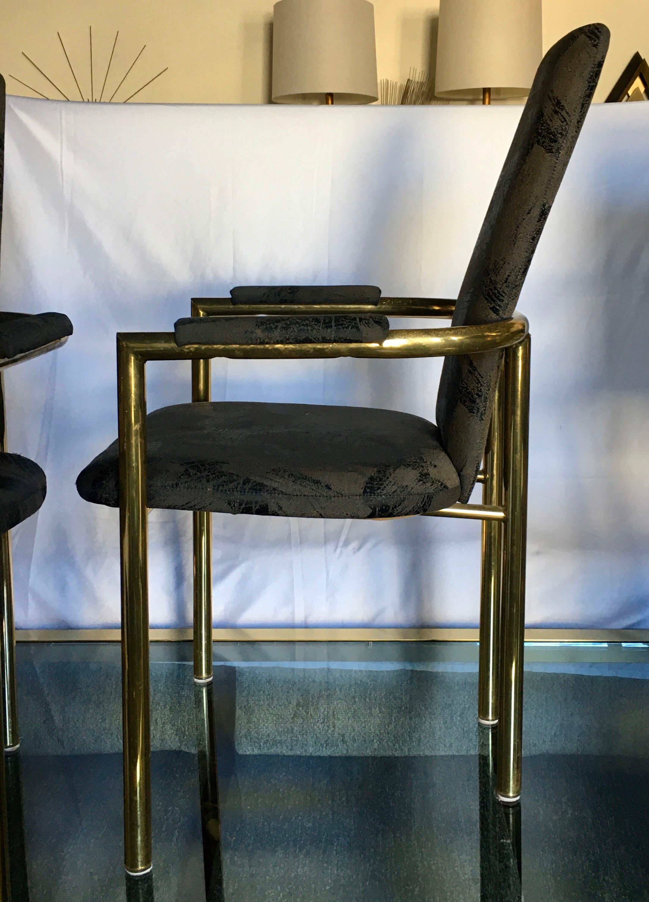 Moderne Chaises de salle à manger modernes en laiton tubulaire de style Milo Baughman par Cal-Style, lot de 6 en vente