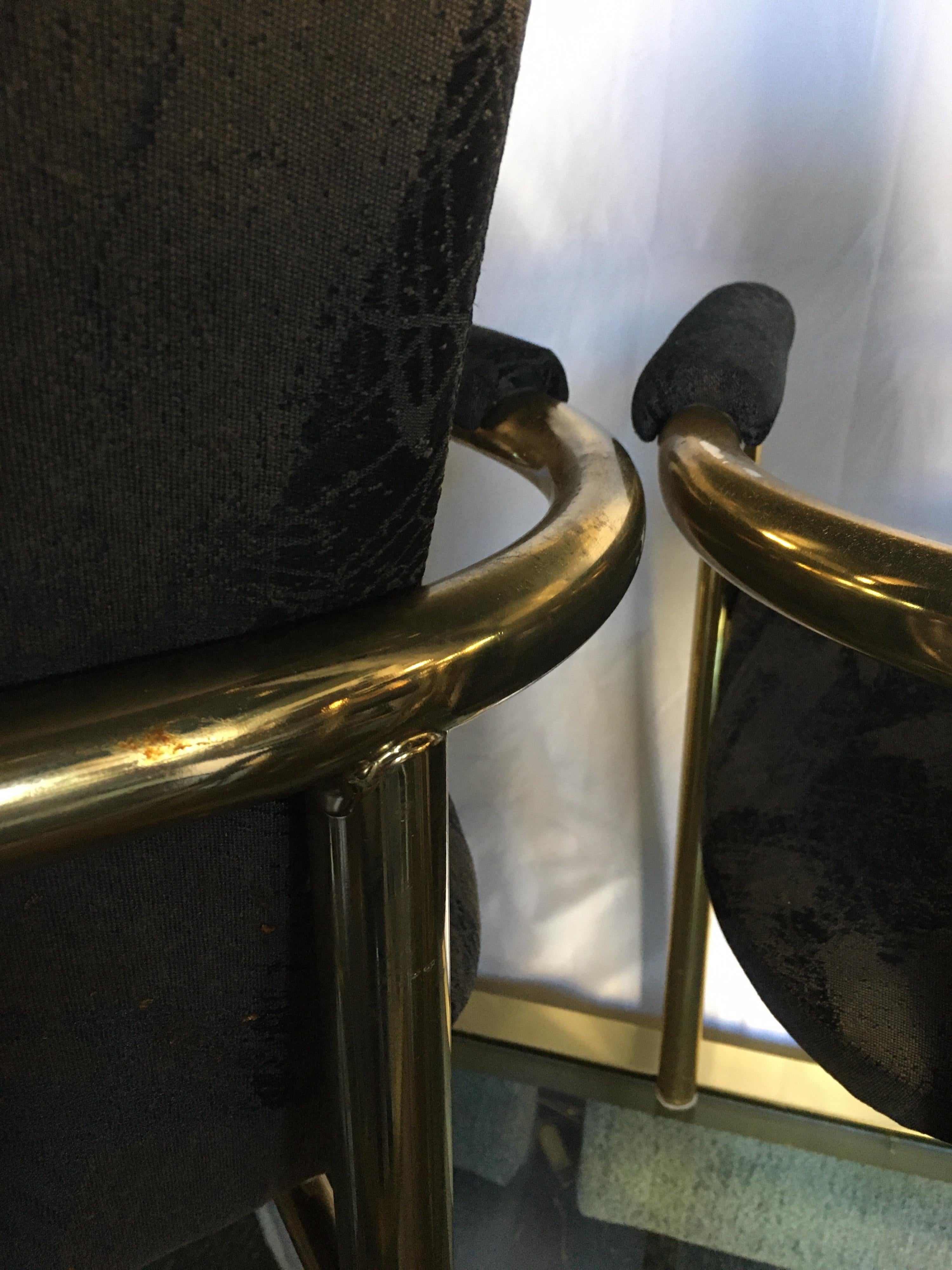 Fin du 20e siècle Chaises de salle à manger modernes en laiton tubulaire de style Milo Baughman par Cal-Style, lot de 6 en vente