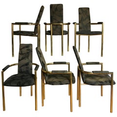 Milo Baughman Style Modern Tubular Brass Dining Chairs by Cal-Style, Set of 6