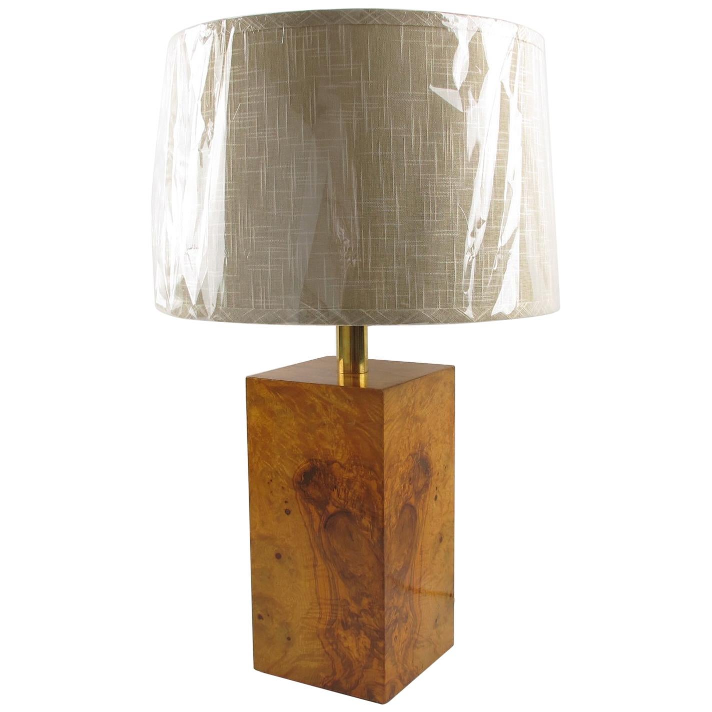 Milo Baughman Style Modernist Burl Maple Wood Table Lamp at 1stDibs