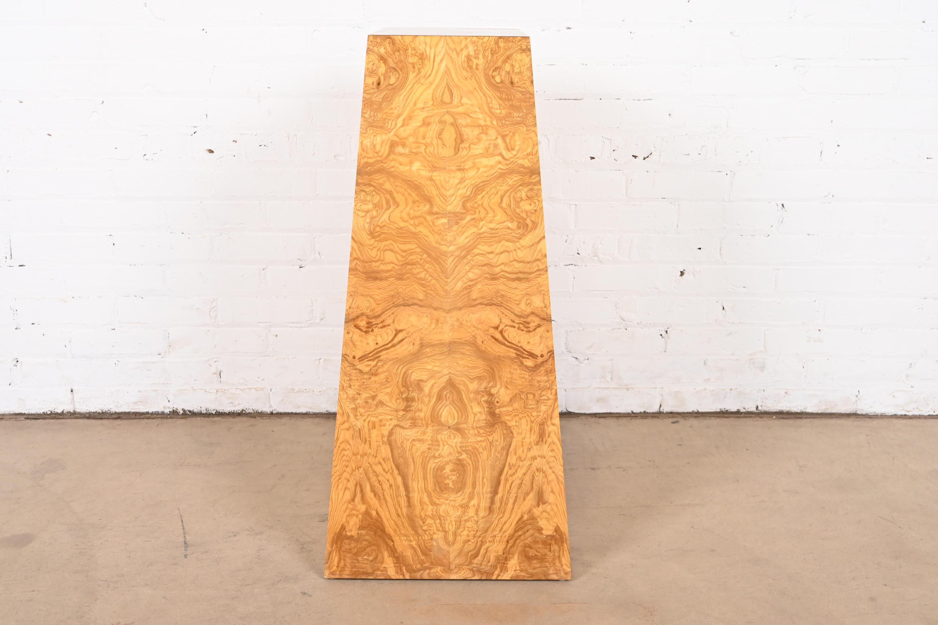 Milo Baughman Style Modernist Burl Wood Pedestal For Sale 5