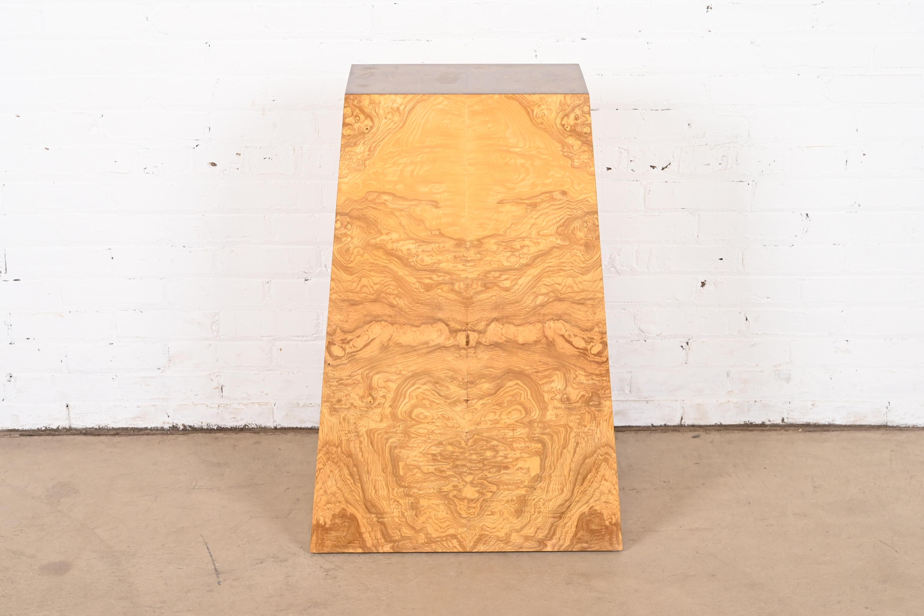 Pedestal de madera de burl modernista estilo Milo Baughman en venta 5