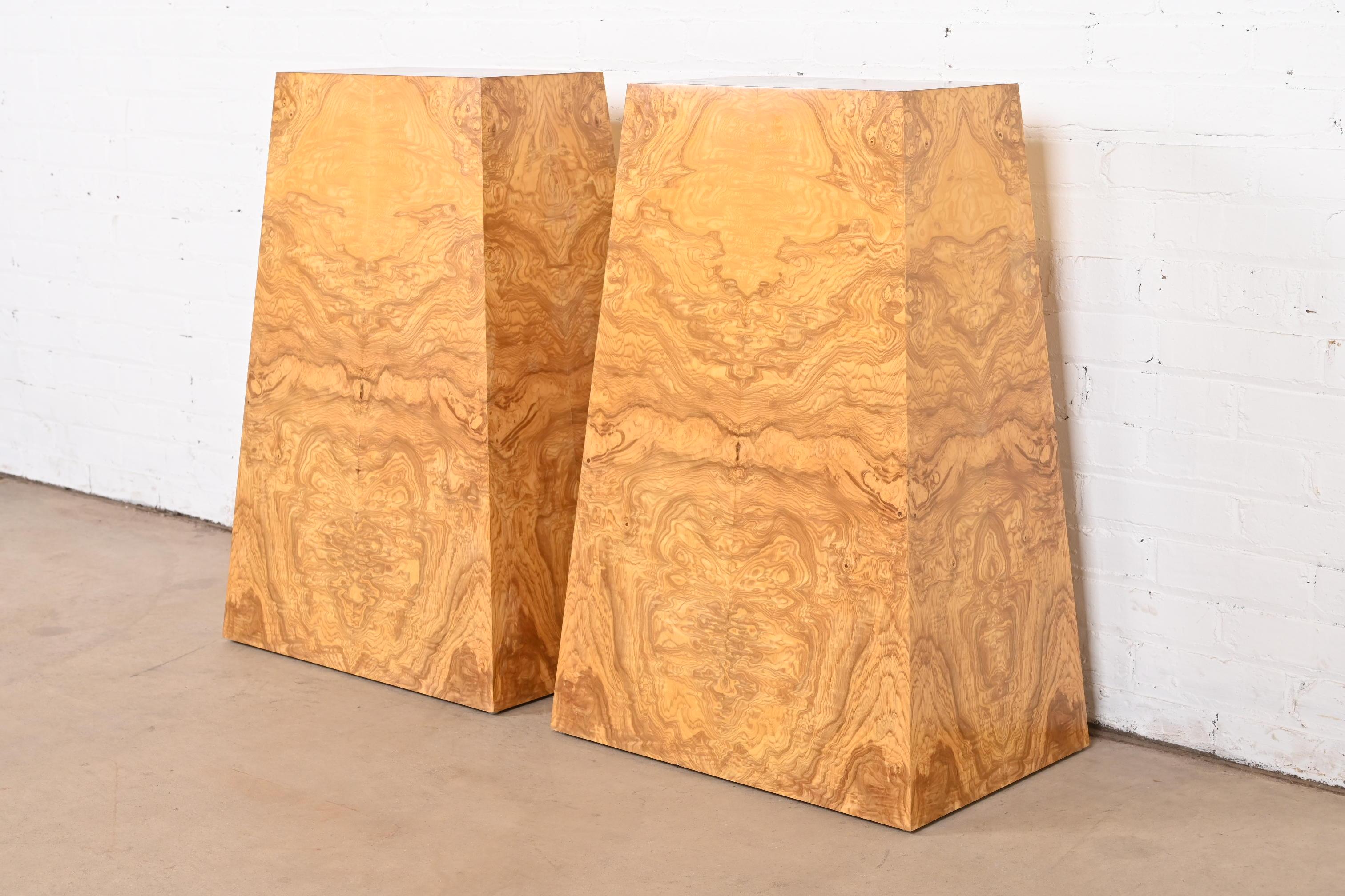 Pedestal de madera de burl modernista estilo Milo Baughman en venta 6