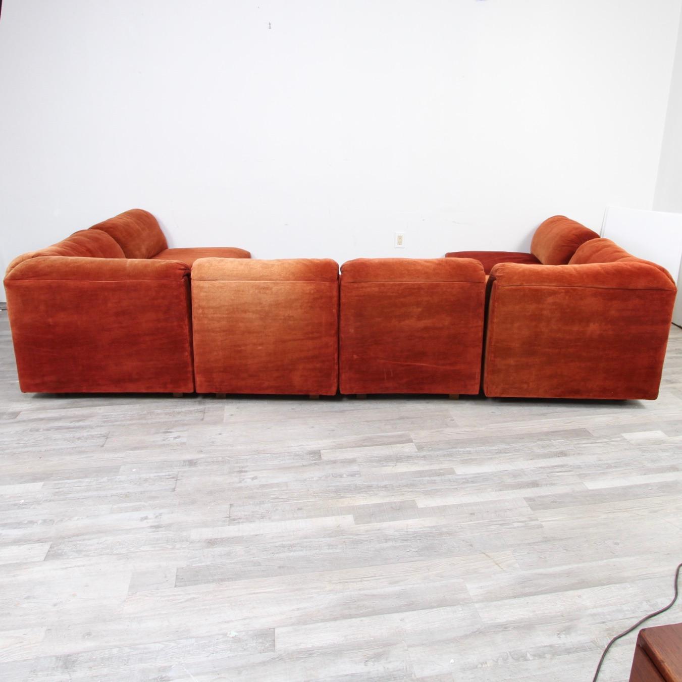 Fabric Milo Baughman Style Modular Sofa by Drexel