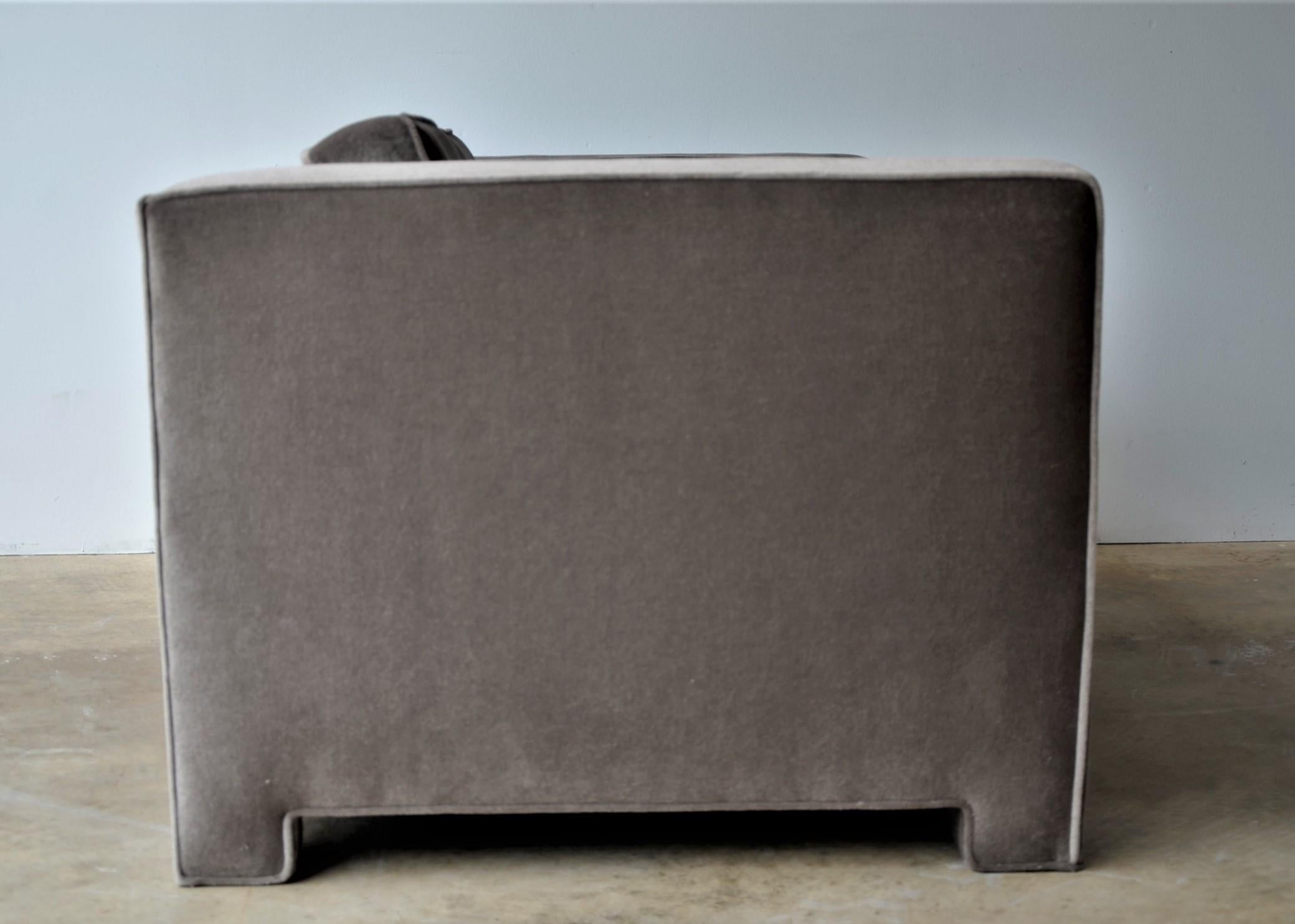 Milo Baughman Style New Original Gray or Taupe Mohair Wool Tuxedo Loveseat Sofa 5
