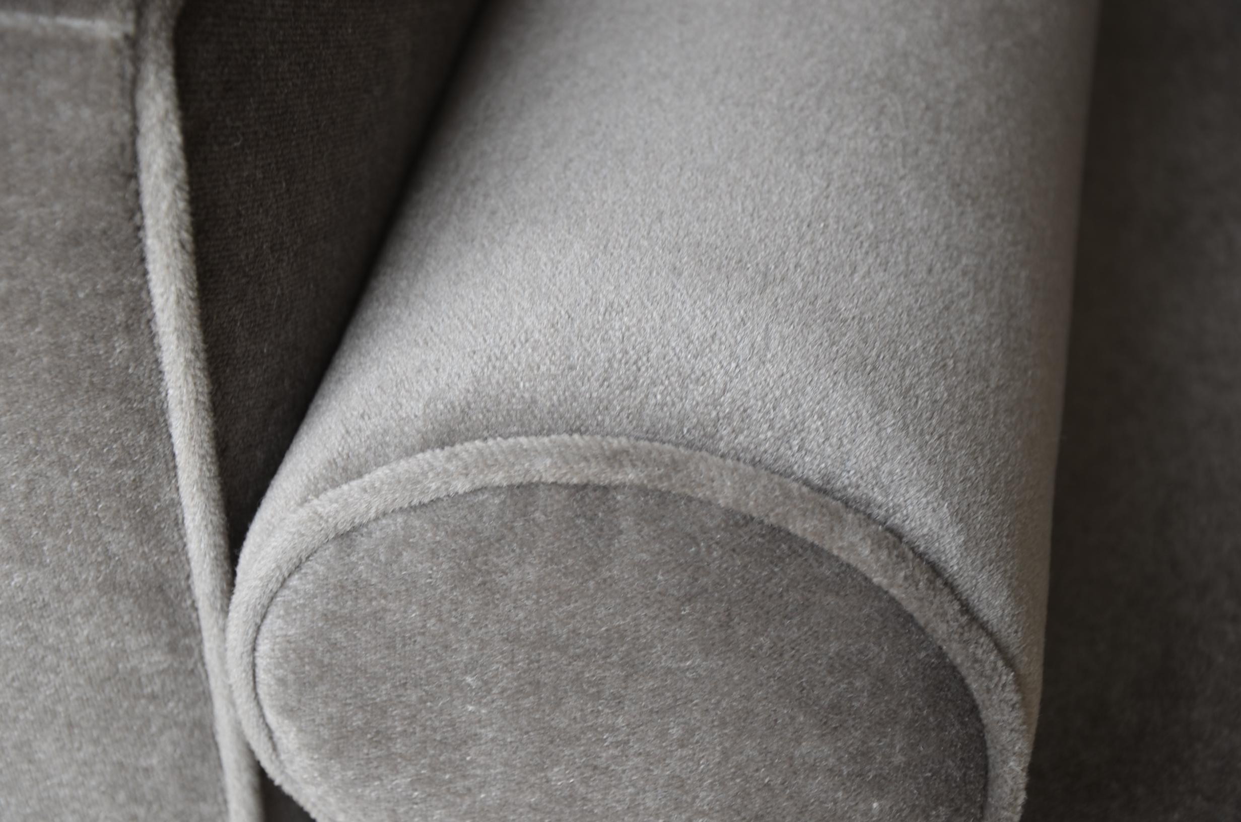 Milo Baughman Style New Original Gray or Taupe Mohair Wool Tuxedo Loveseat Sofa 11