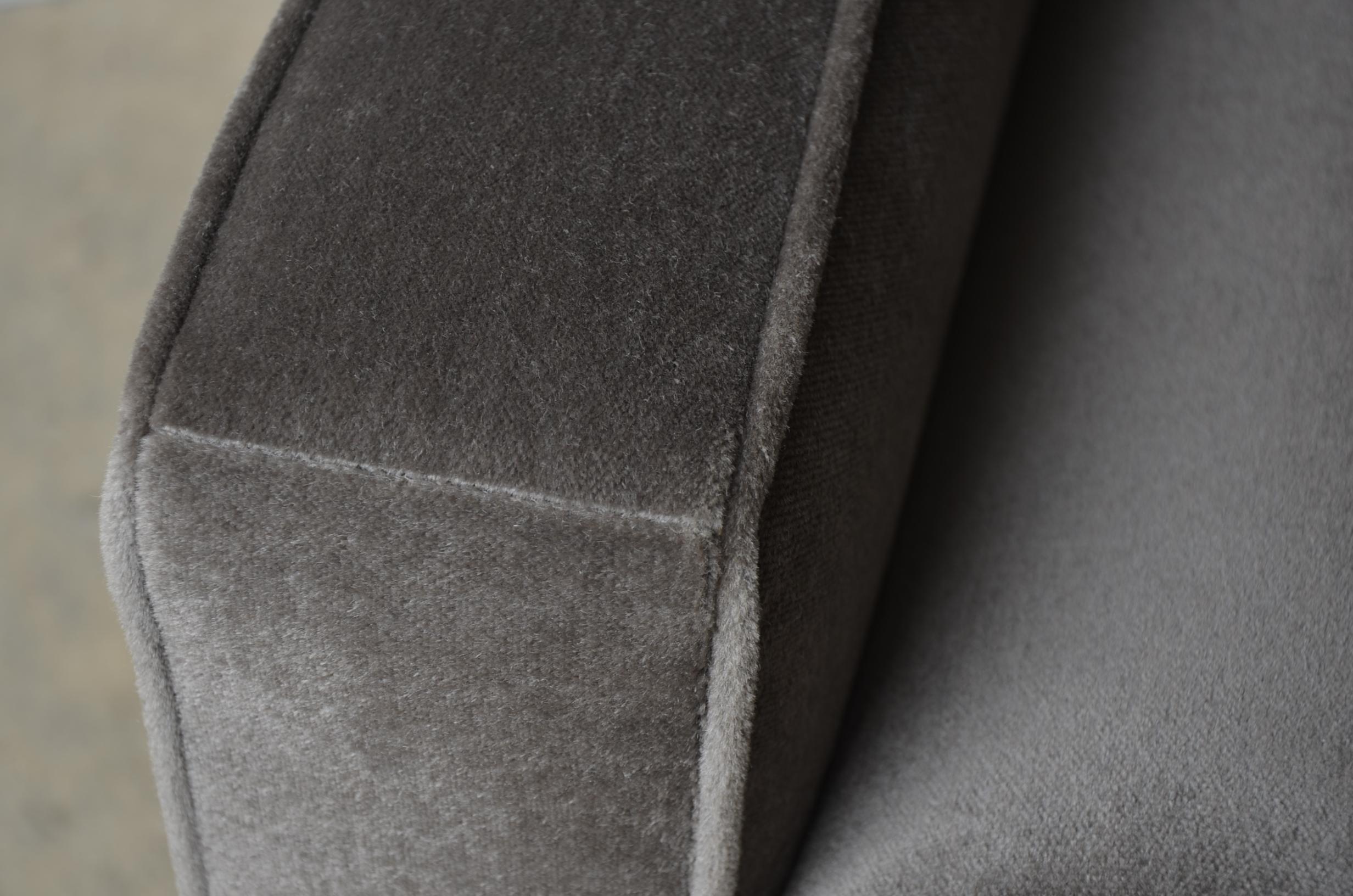 Milo Baughman Style New Original Gray or Taupe Mohair Wool Tuxedo Loveseat Sofa 12
