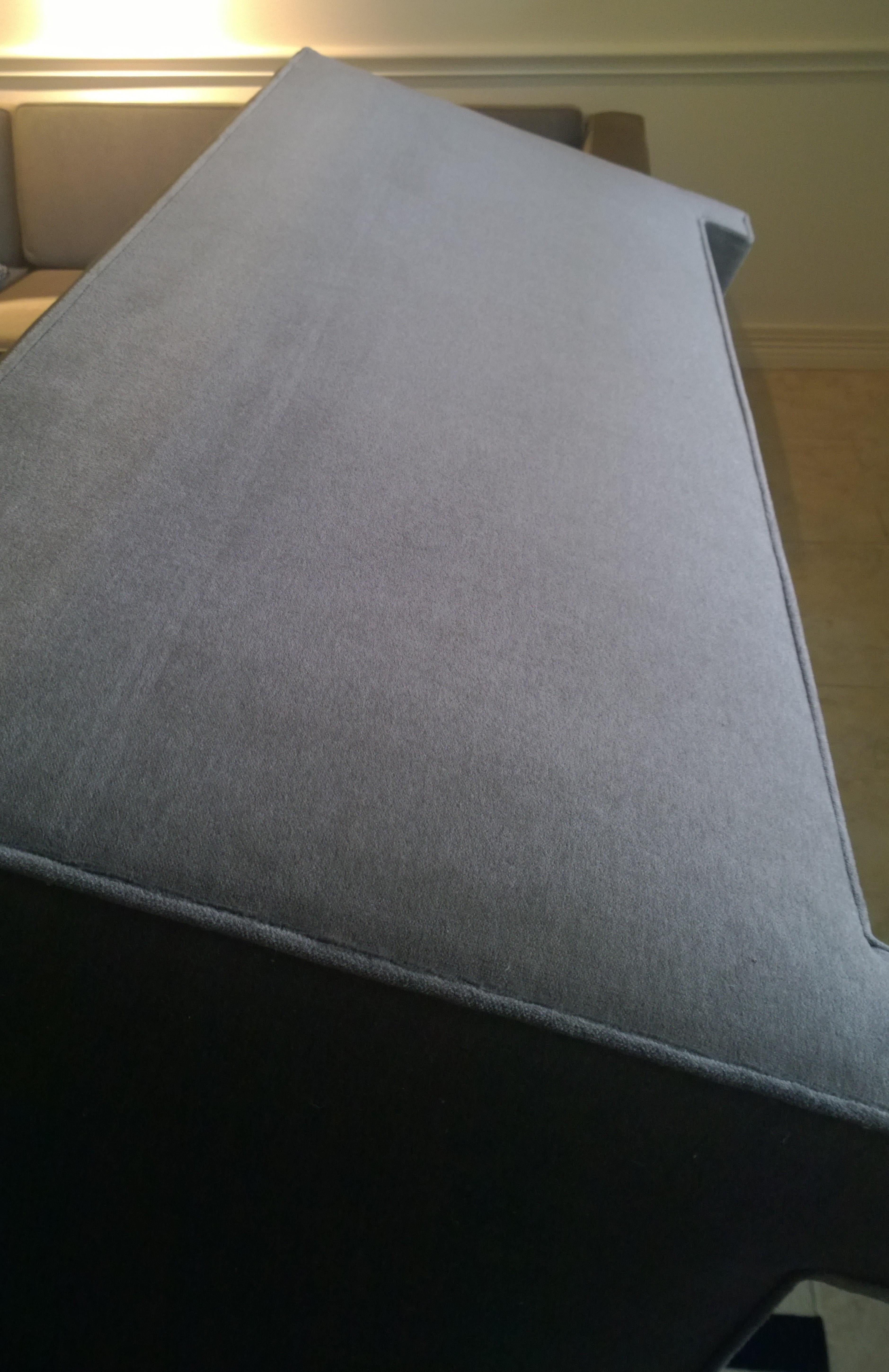 Milo Baughman Style New Original Gray / Taupe Mohair Wool Tuxedo Love Seat Sofa 10