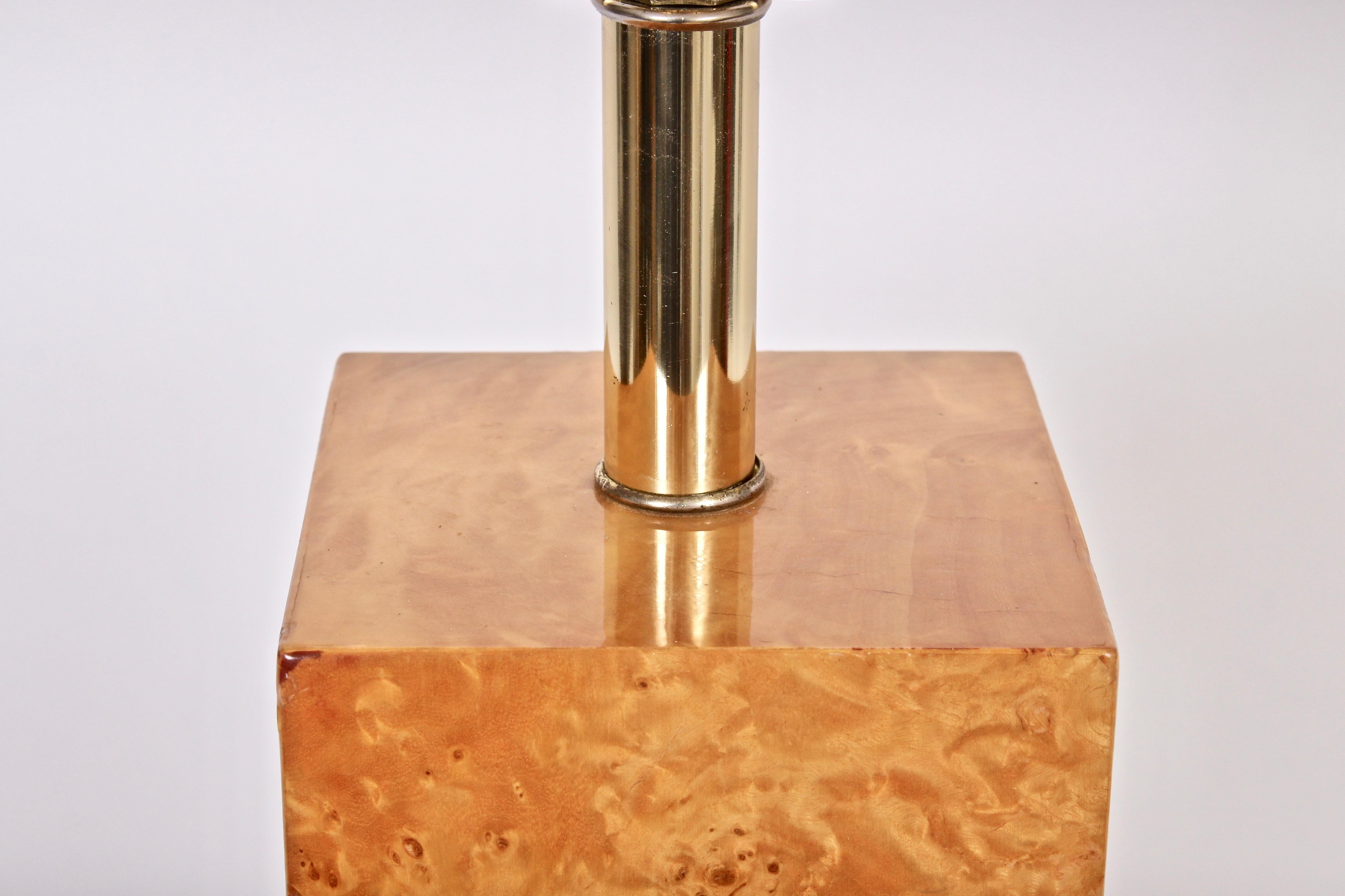 Milo Baughman Style Olive Burl Wood Column Table Lamp, 1970s 2