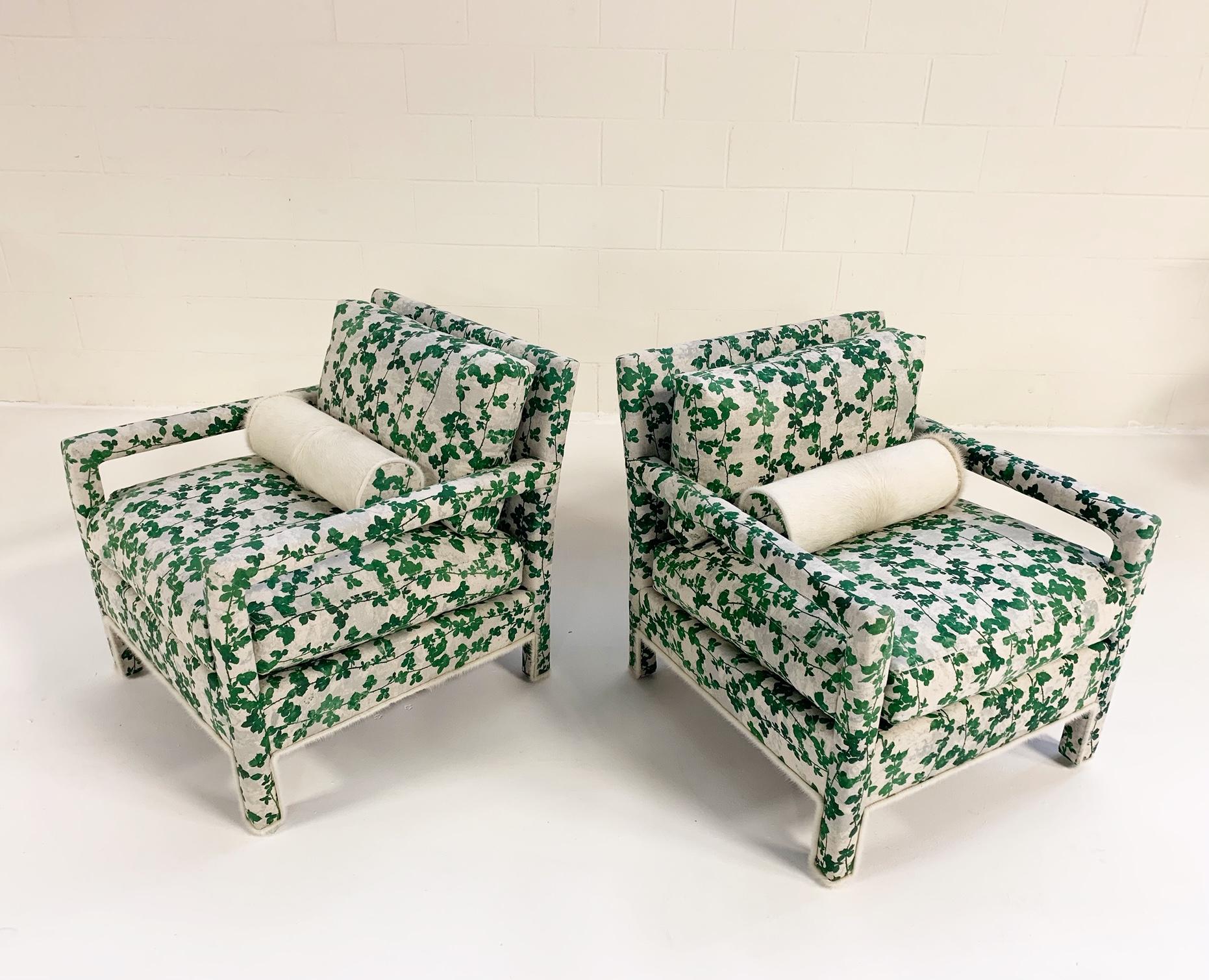 Milo Baughman Style Parsons Chairs Restored in Stevie Howell 
