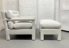 Milo Baughman Style Parsons Lounge Chair and Matching Ottoman