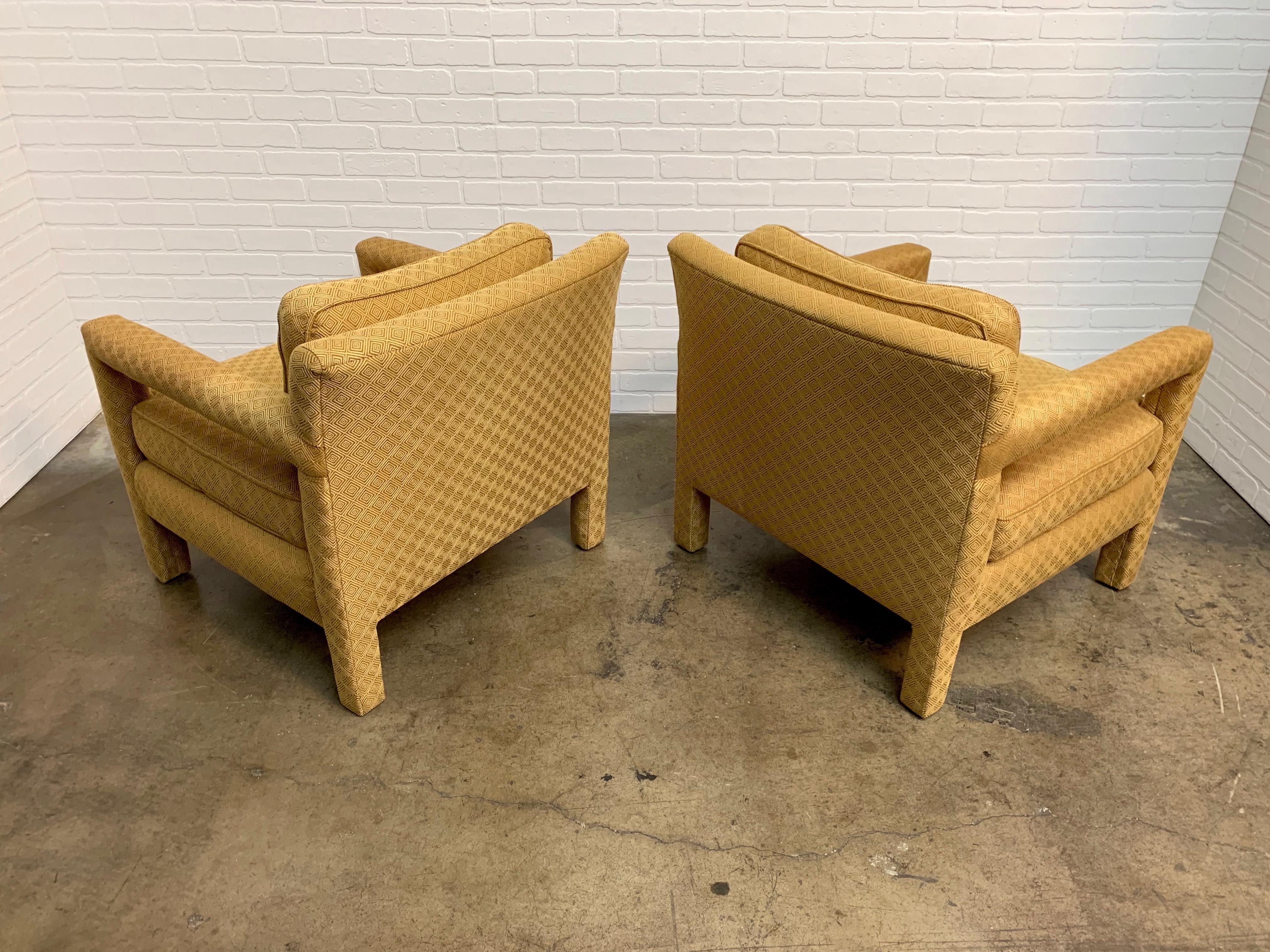 Milo Baughman Style Parsons Lounge Chairs 1