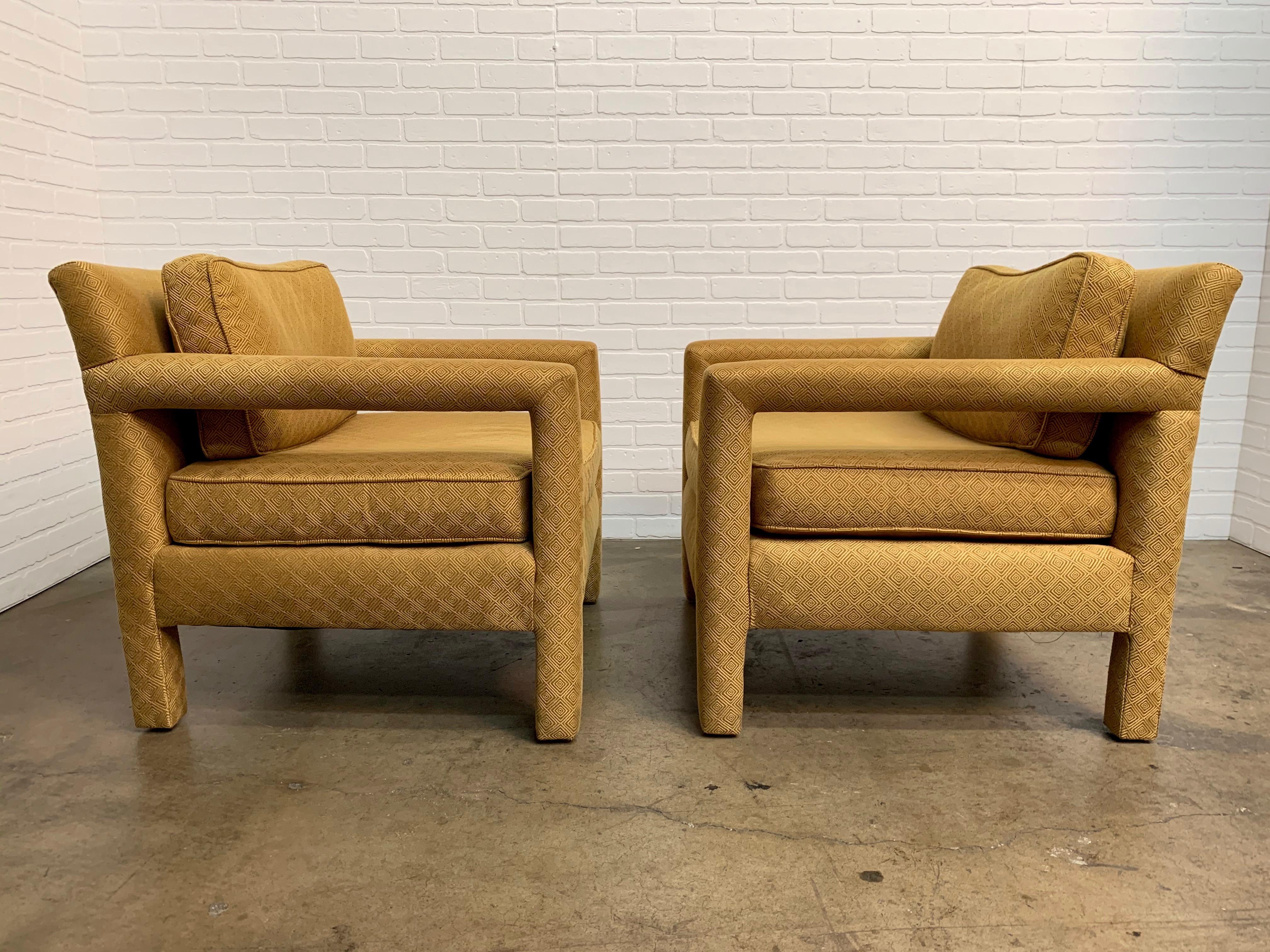 Milo Baughman Style Parsons Lounge Chairs 3