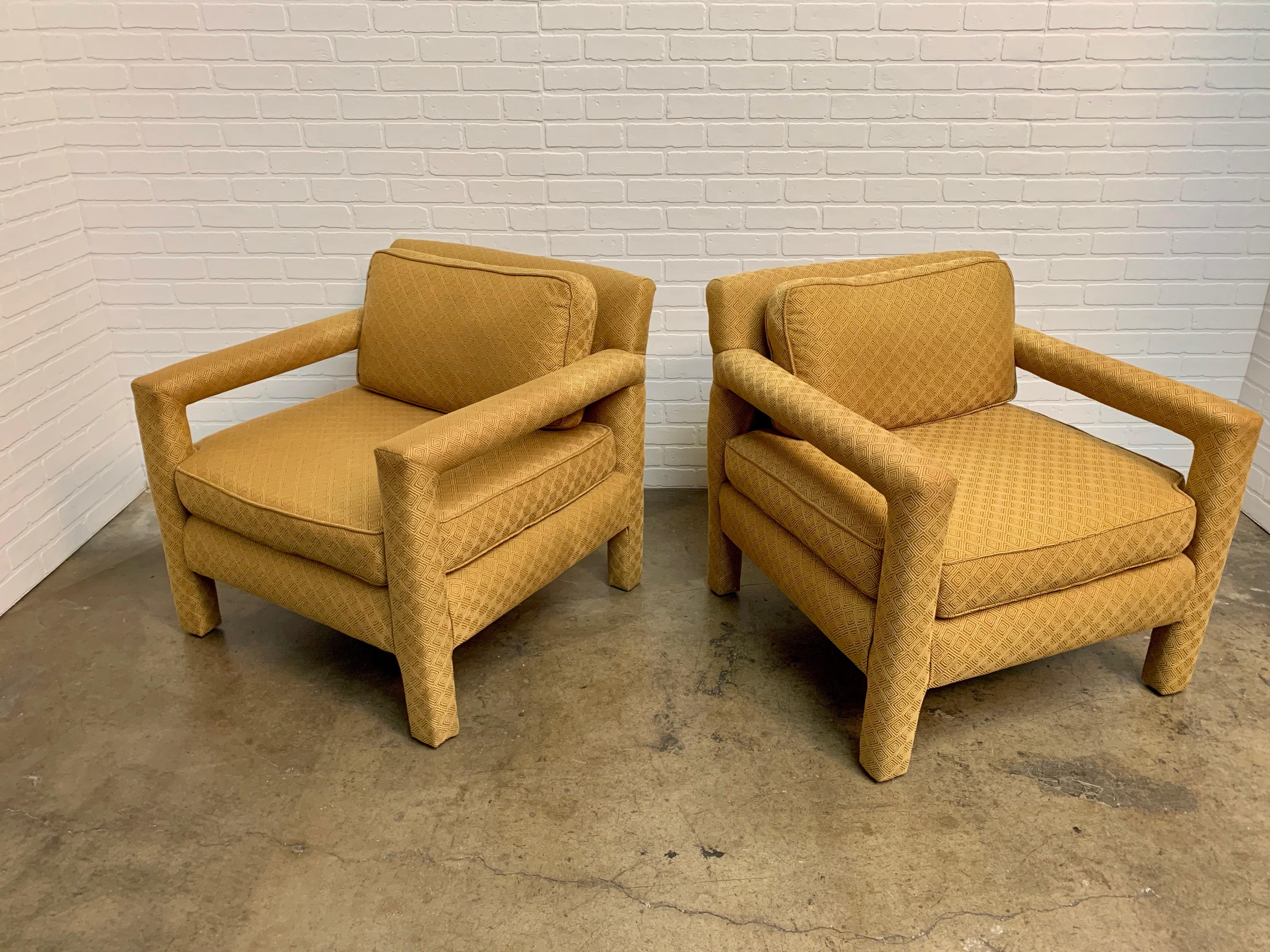 Milo Baughman Style Parsons Lounge Chairs 10