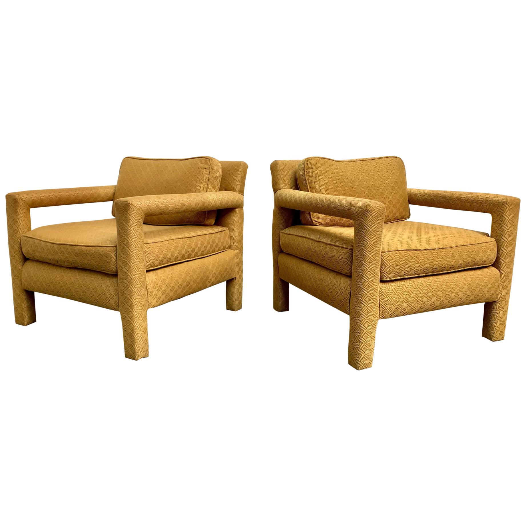 Milo Baughman Style Parsons Lounge Chairs