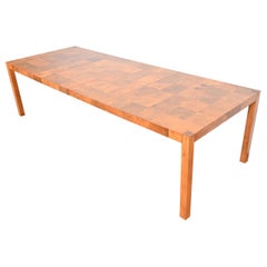 Mesa de Comedor Parsons de Madera de Burl Estilo Milo Baughman, Recién Acabada