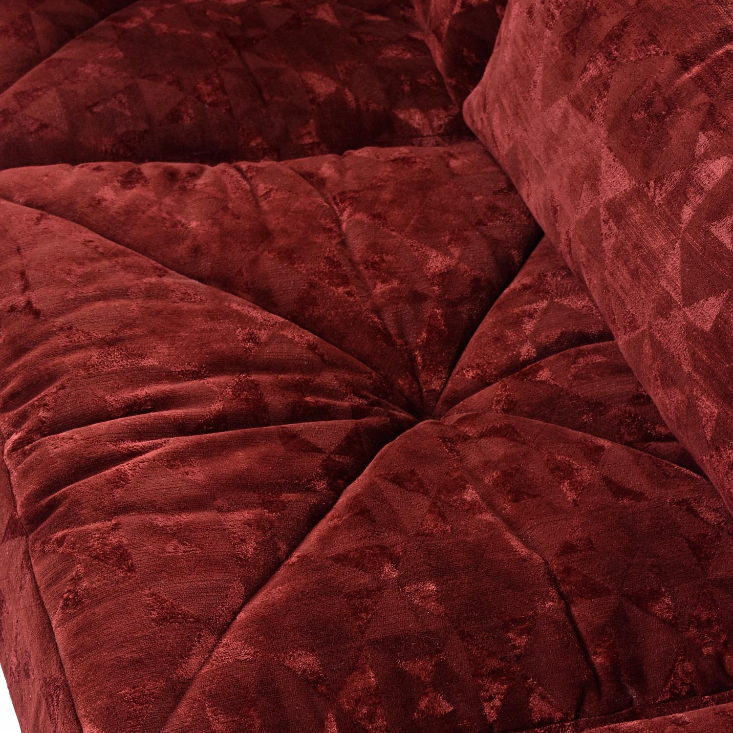 Milo Baughman Stil Rotes dreiteiliges Sofa-Set aus Velours von Aven Rich im Angebot 9