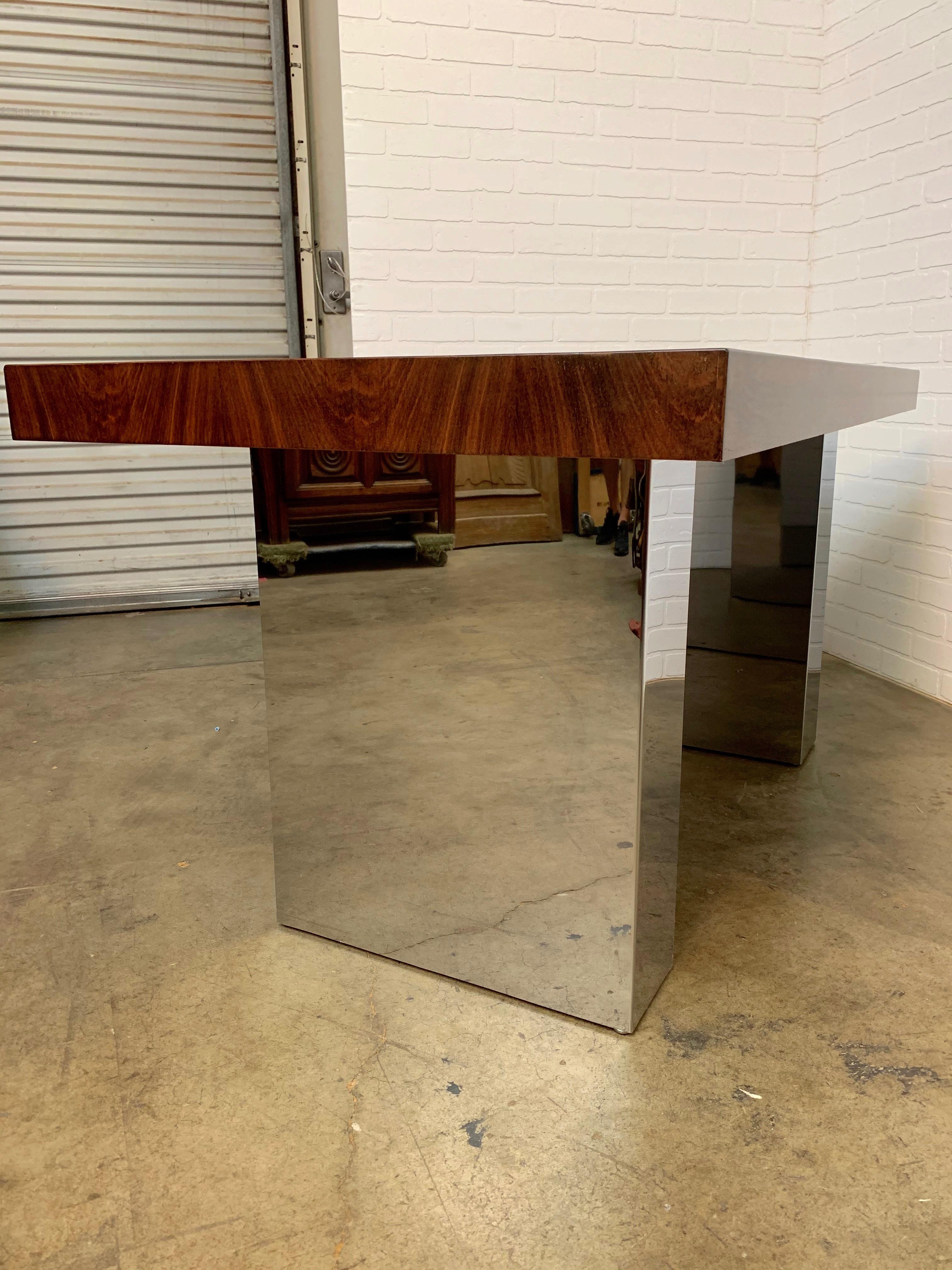 Milo Baughman Style Rosewood and Chrome Table or Desk 4