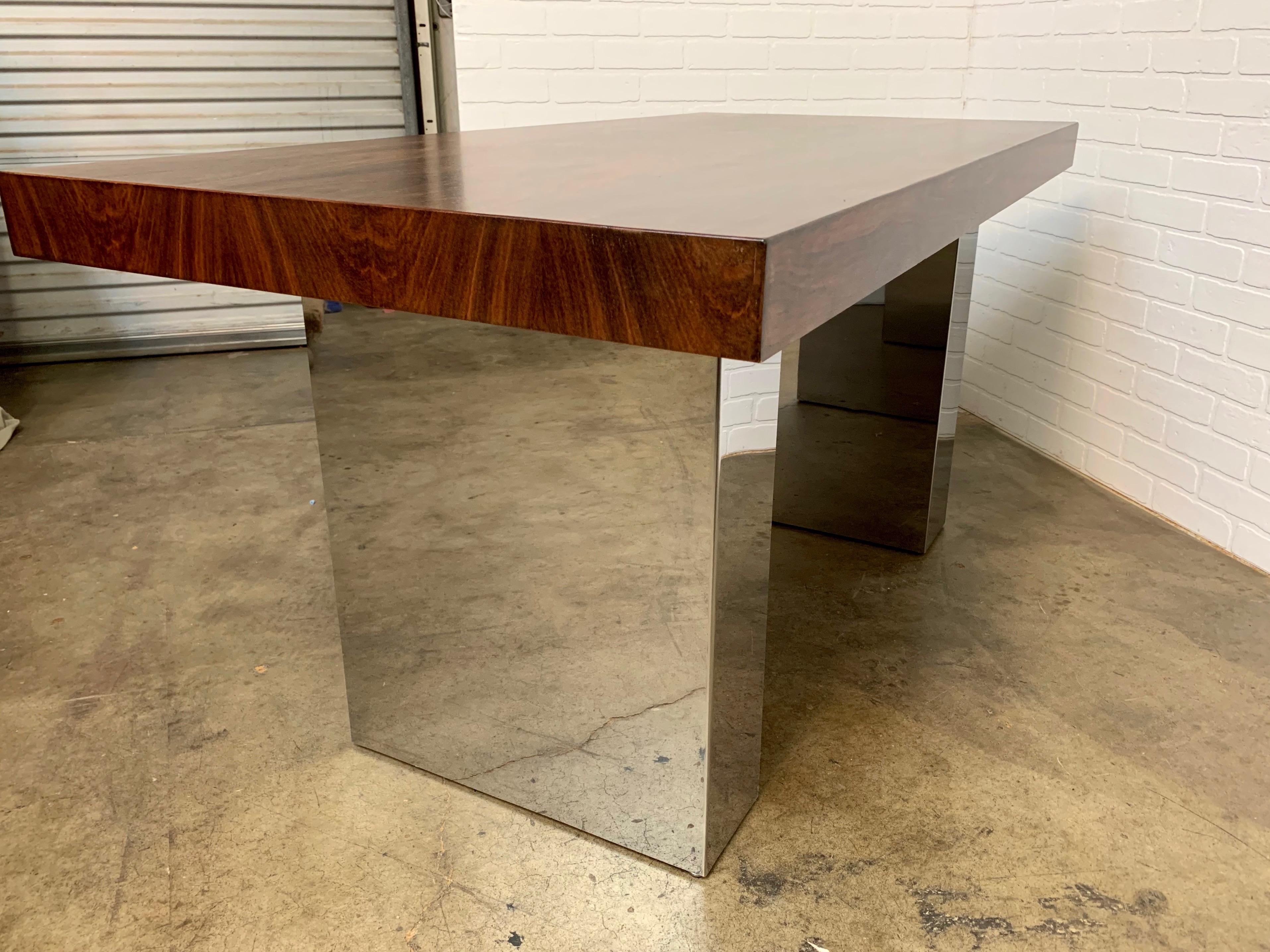 Milo Baughman Style Rosewood and Chrome Table or Desk 5