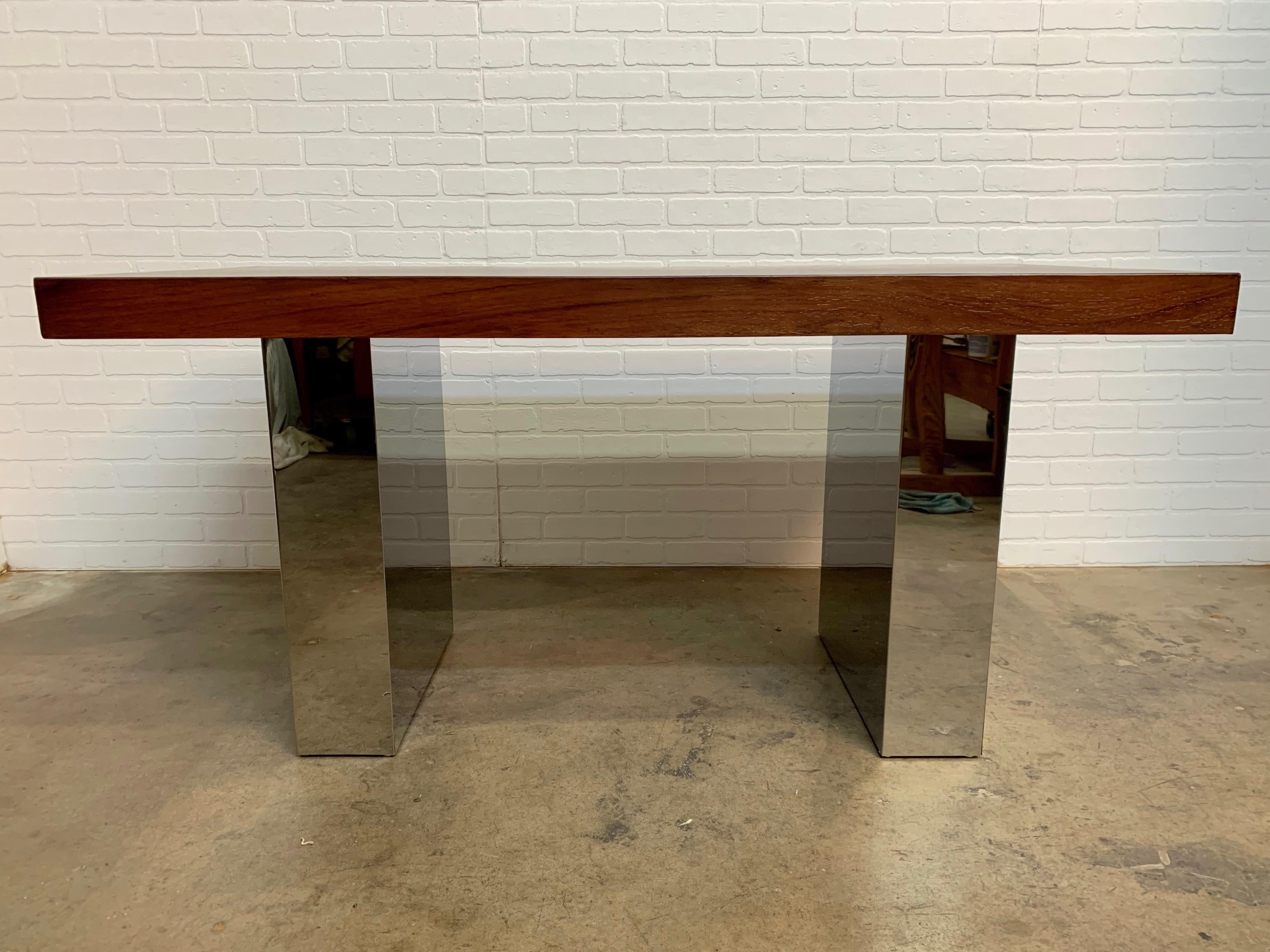 North American Milo Baughman Style Rosewood and Chrome Table or Desk