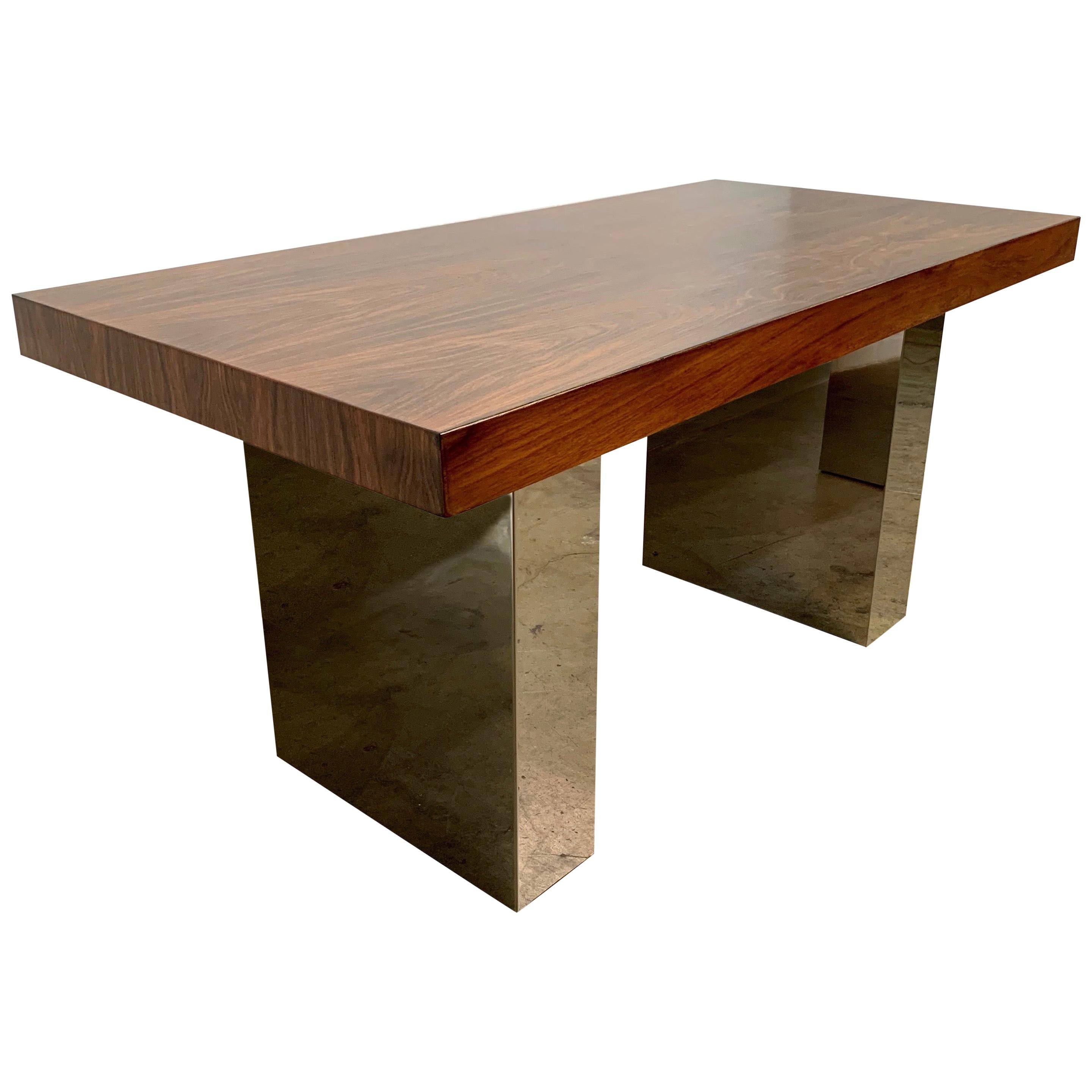 Milo Baughman Style Rosewood and Chrome Table or Desk