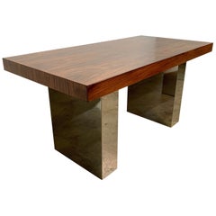 Milo Baughman Style Rosewood and Chrome Table or Desk