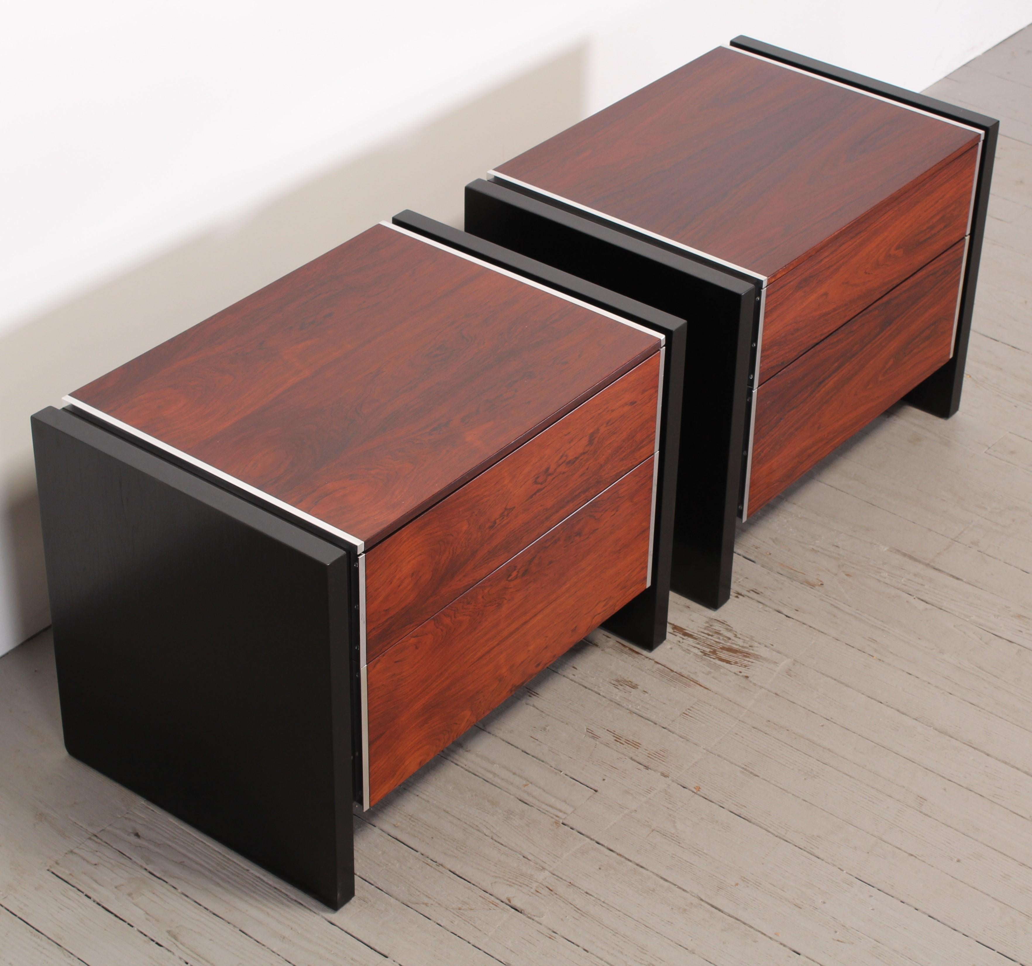 American Milo Baughman Style Rosewood Bedside Tables, 1970