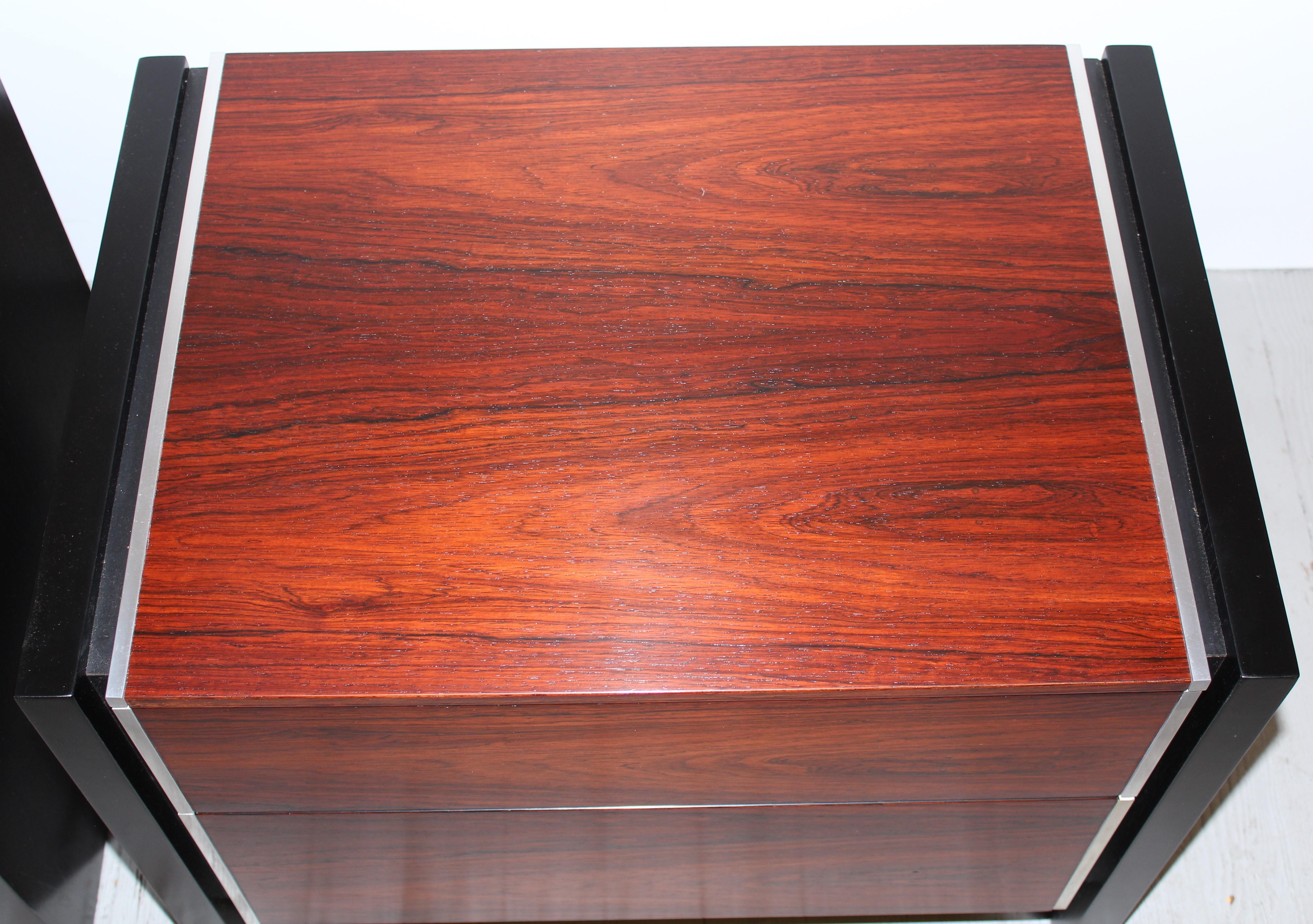 Milo Baughman Style Rosewood Bedside Tables, 1970 1