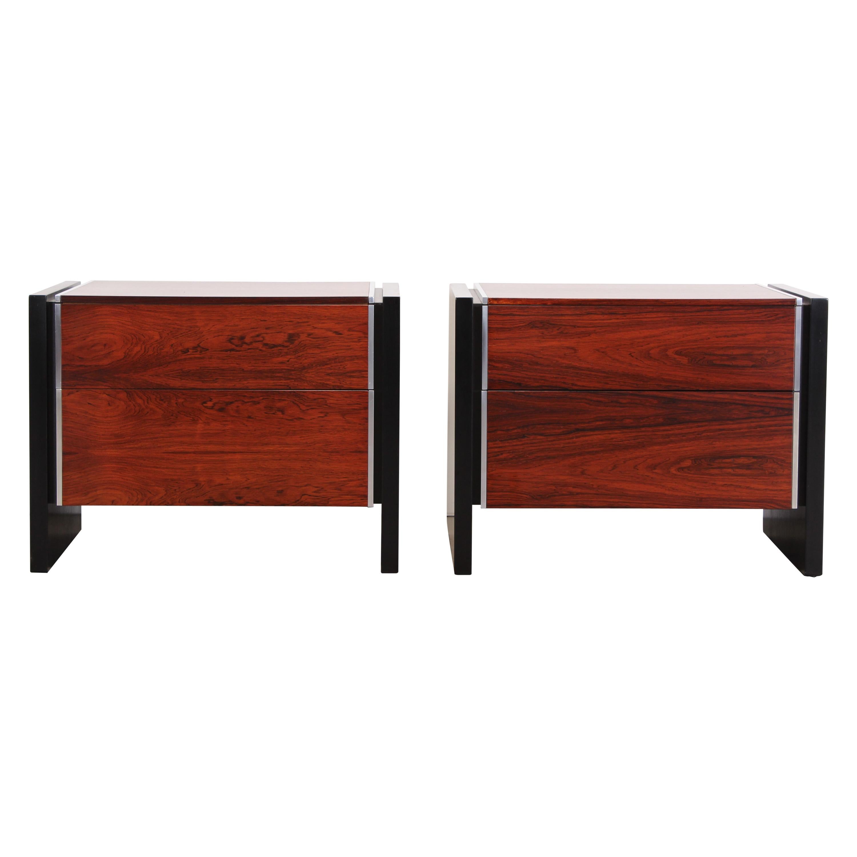 Milo Baughman Style Rosewood Bedside Tables, 1970