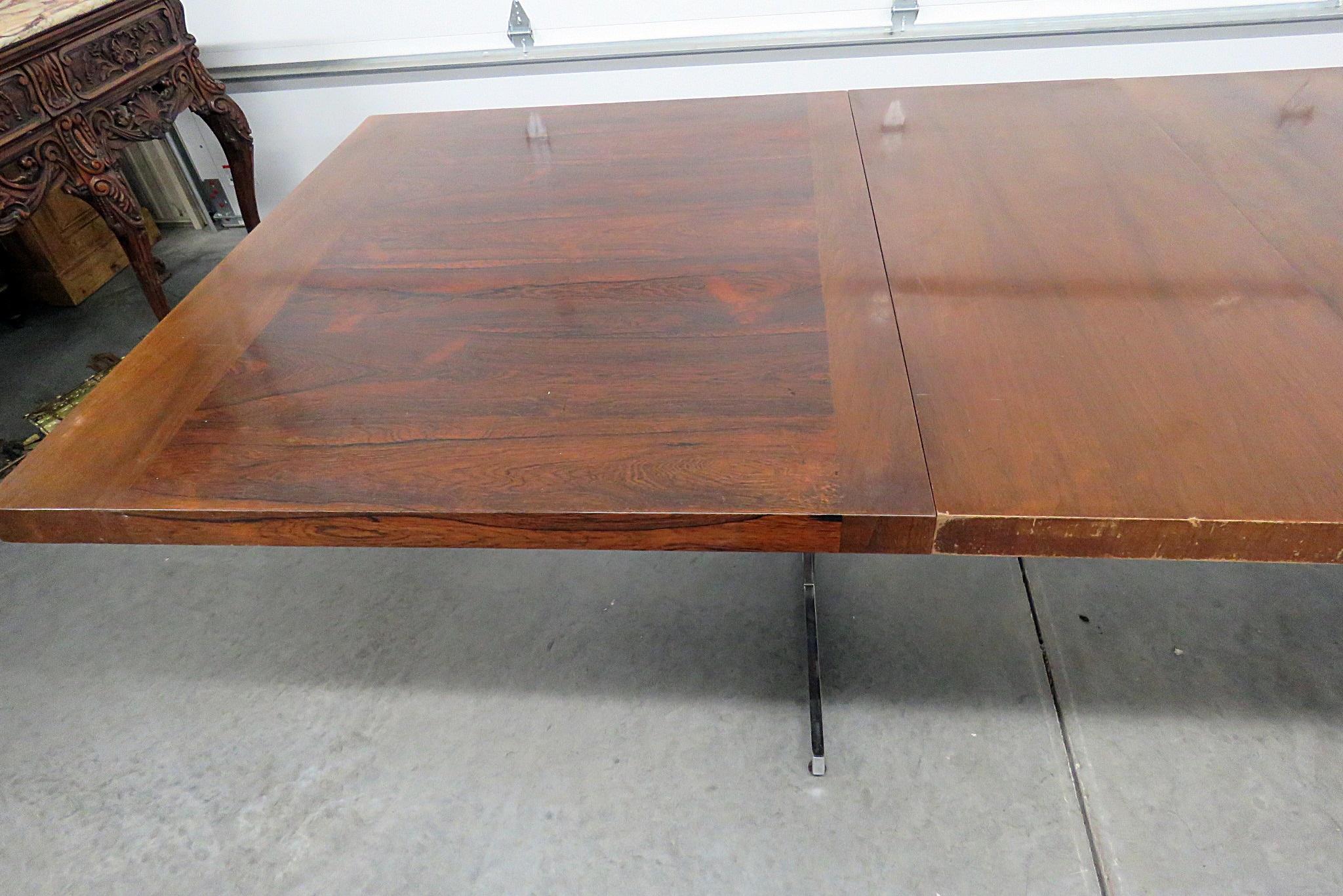 Chrome and Rosewood Milo Baughman Style Rosewood Dining Table 6