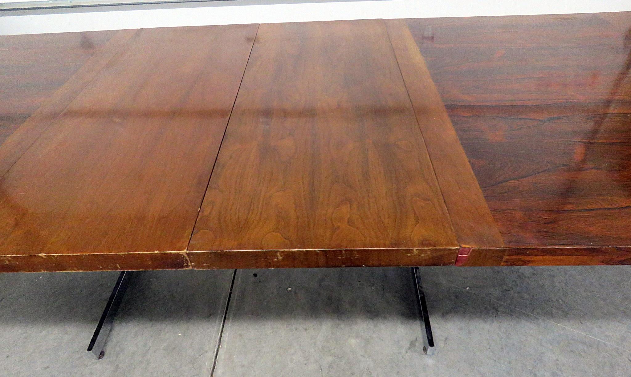 Chrome and Rosewood Milo Baughman Style Rosewood Dining Table 5