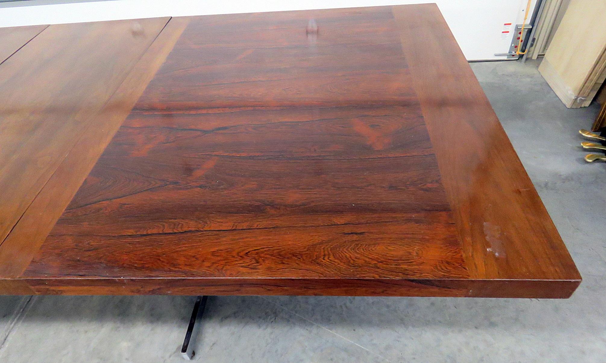 Chrome and Rosewood Milo Baughman Style Rosewood Dining Table 4