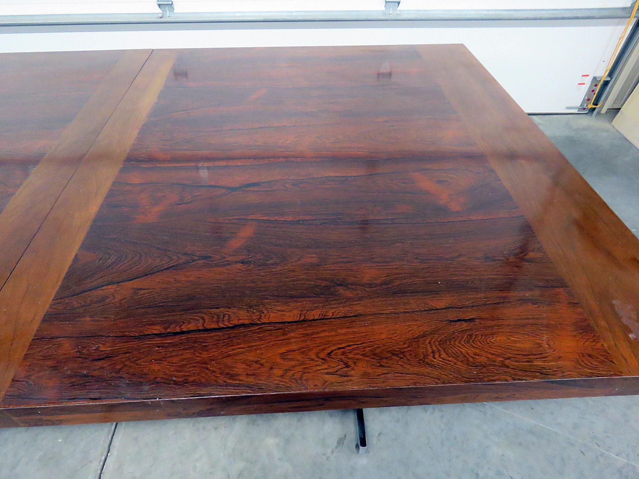 Chrome and Rosewood Milo Baughman Style Rosewood Dining Table 2